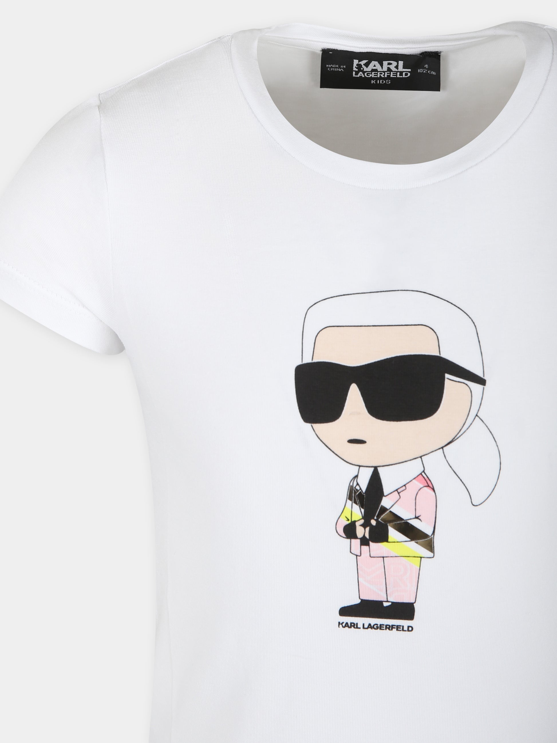 T-shirt bianca per bambina con Karl,Karl Lagerfeld Kids,Z15439 10B