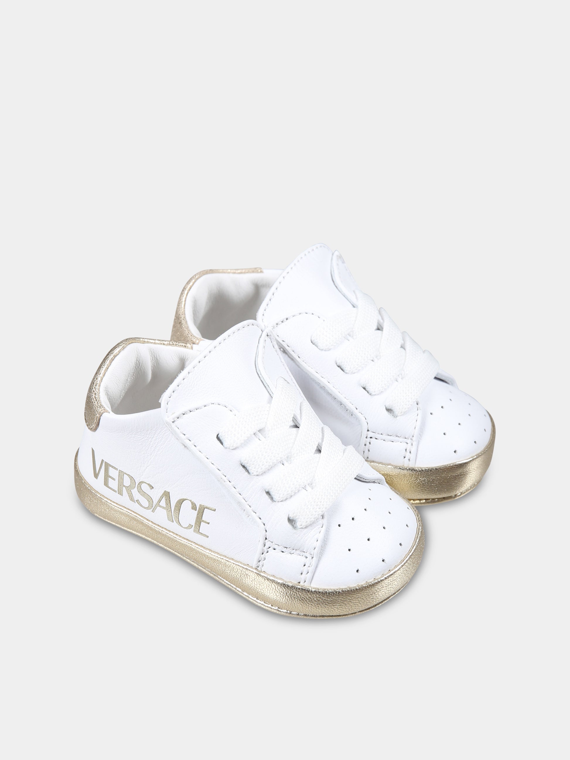 Sneakers bianche per neonati con logo,Versace,1018219 1A12932 2WQ60