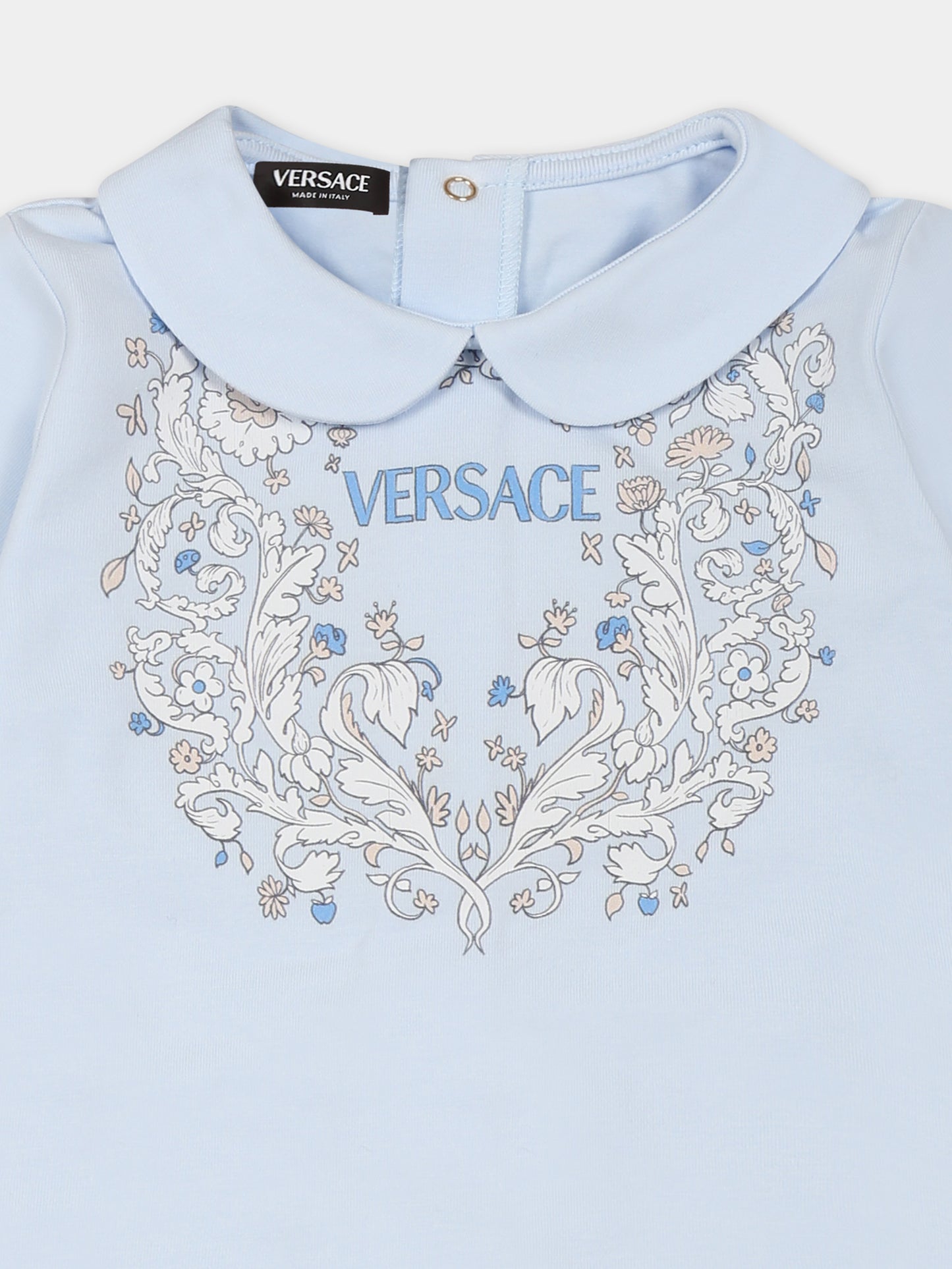 T-shirt bianca per neonato con logo Versace e skateboard,Versace,1017946 1A12842 2VH70