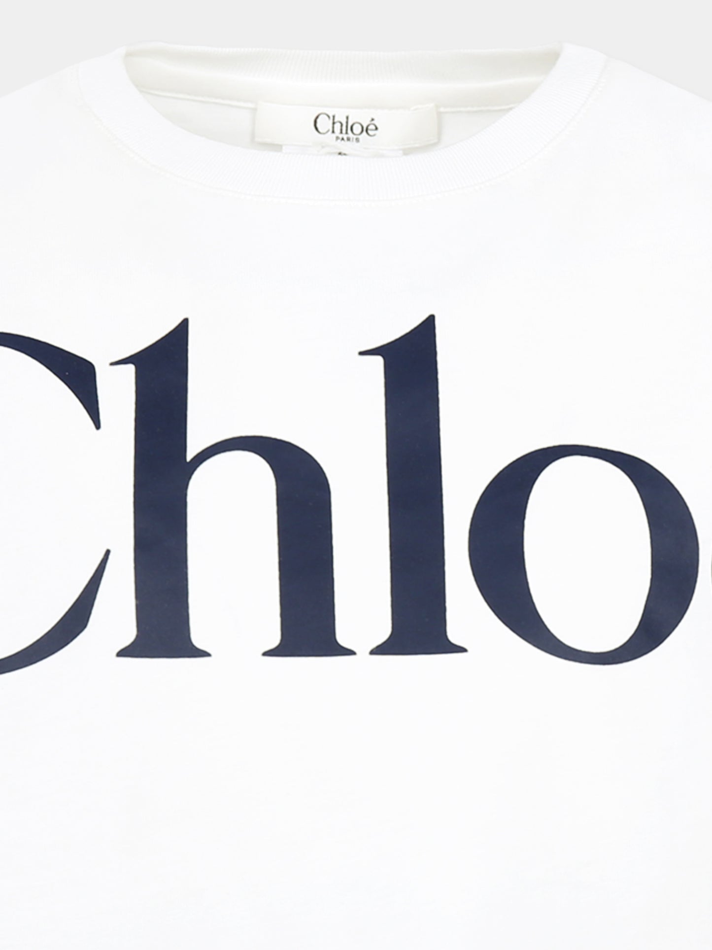 T-shirt crop bianca per bambina con logo,Chloé Kids,C20486 117