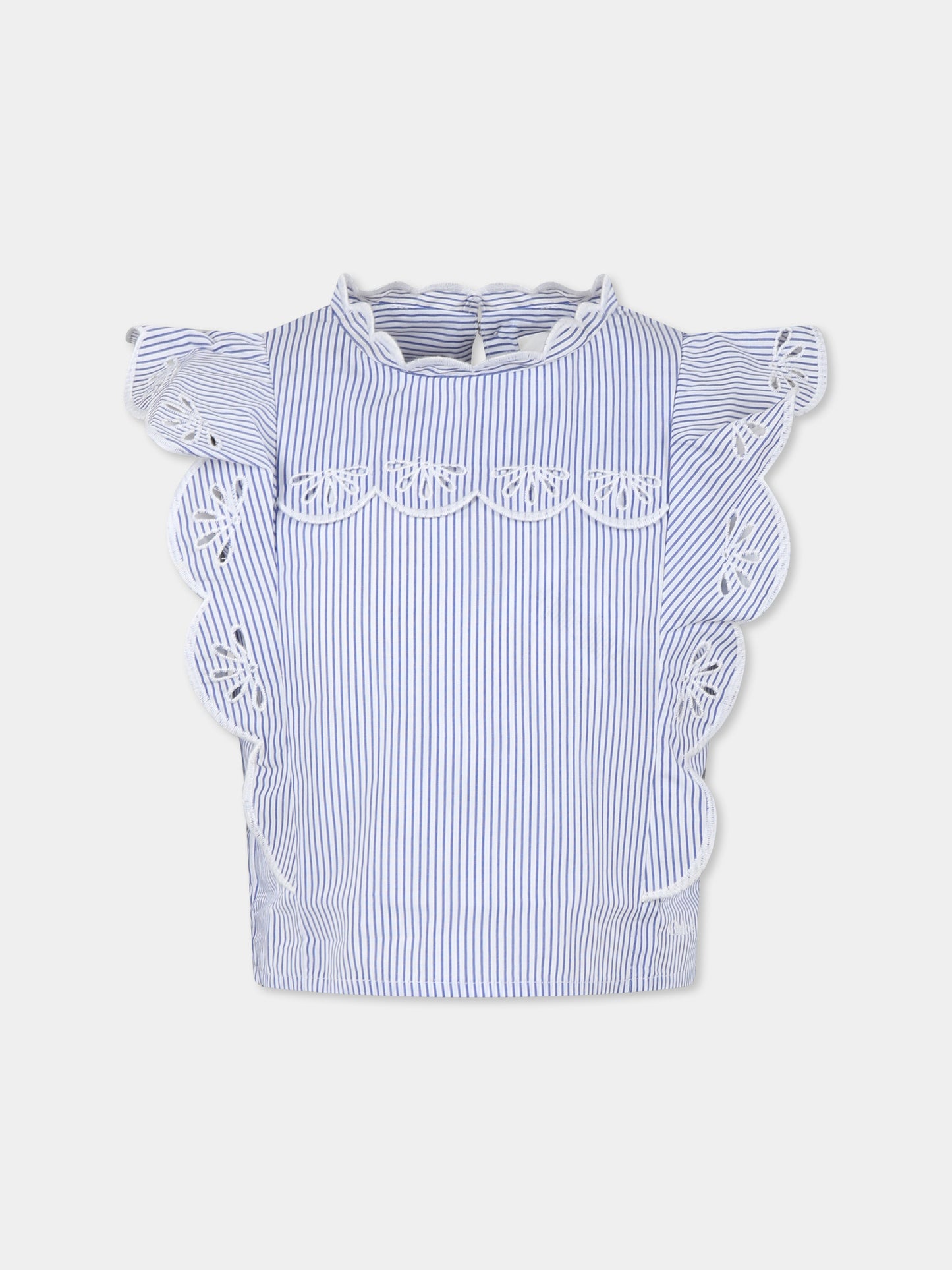 Top celeste per bambina con fiori,Chloé Kids,C20472 N48