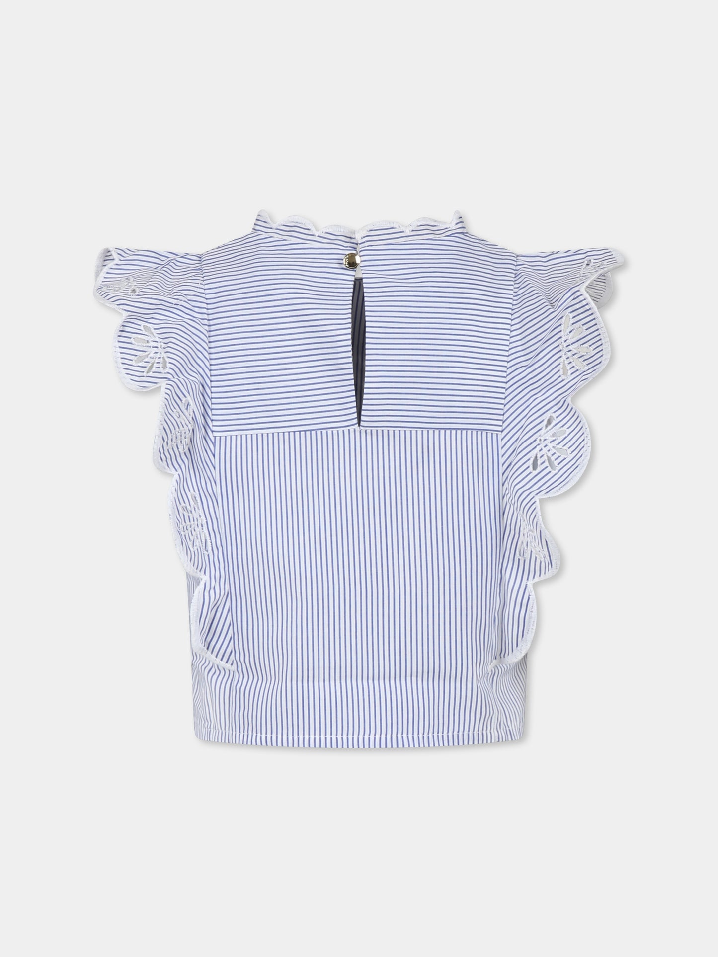 Top celeste per bambina con fiori,Chloé Kids,C20472 N48