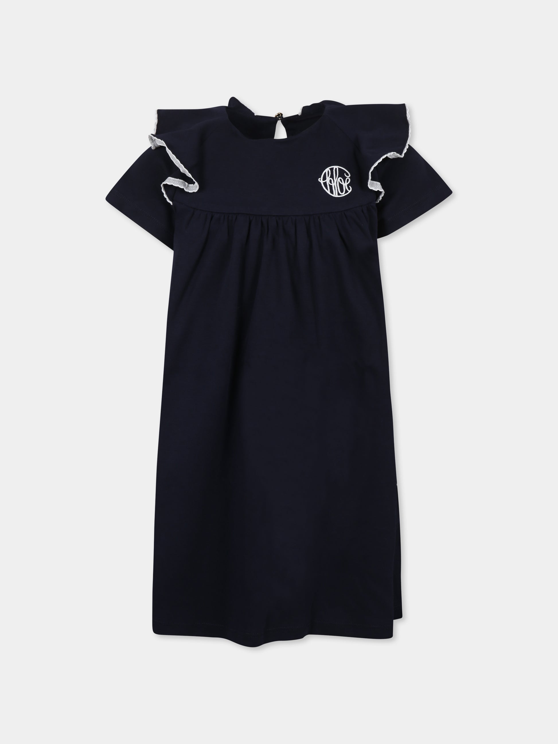 Vestito blu per bambina con logo,Chloé Kids,C20436 859