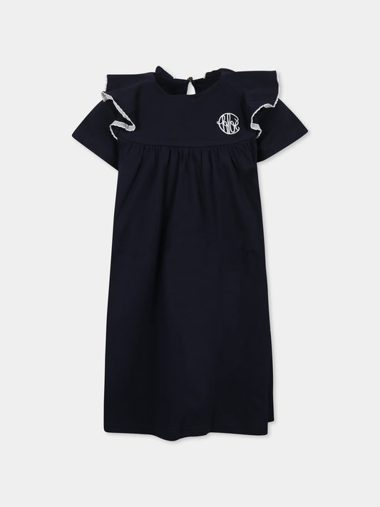 Vestito blu per bambina con logo,Chloé Kids,C20436 859