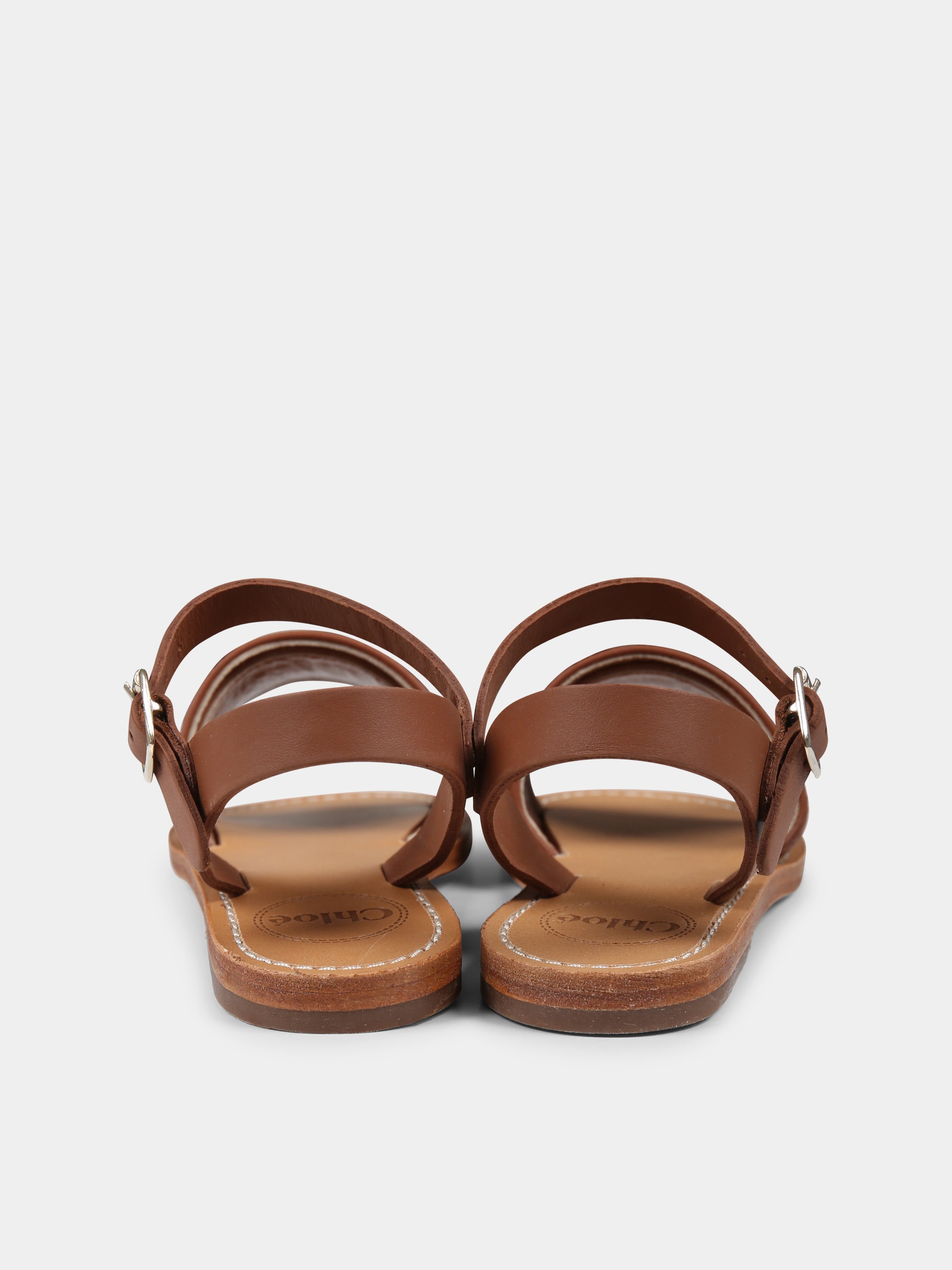 Sandali marroni per bambina con logo,Chloé Kids,C20510 33A