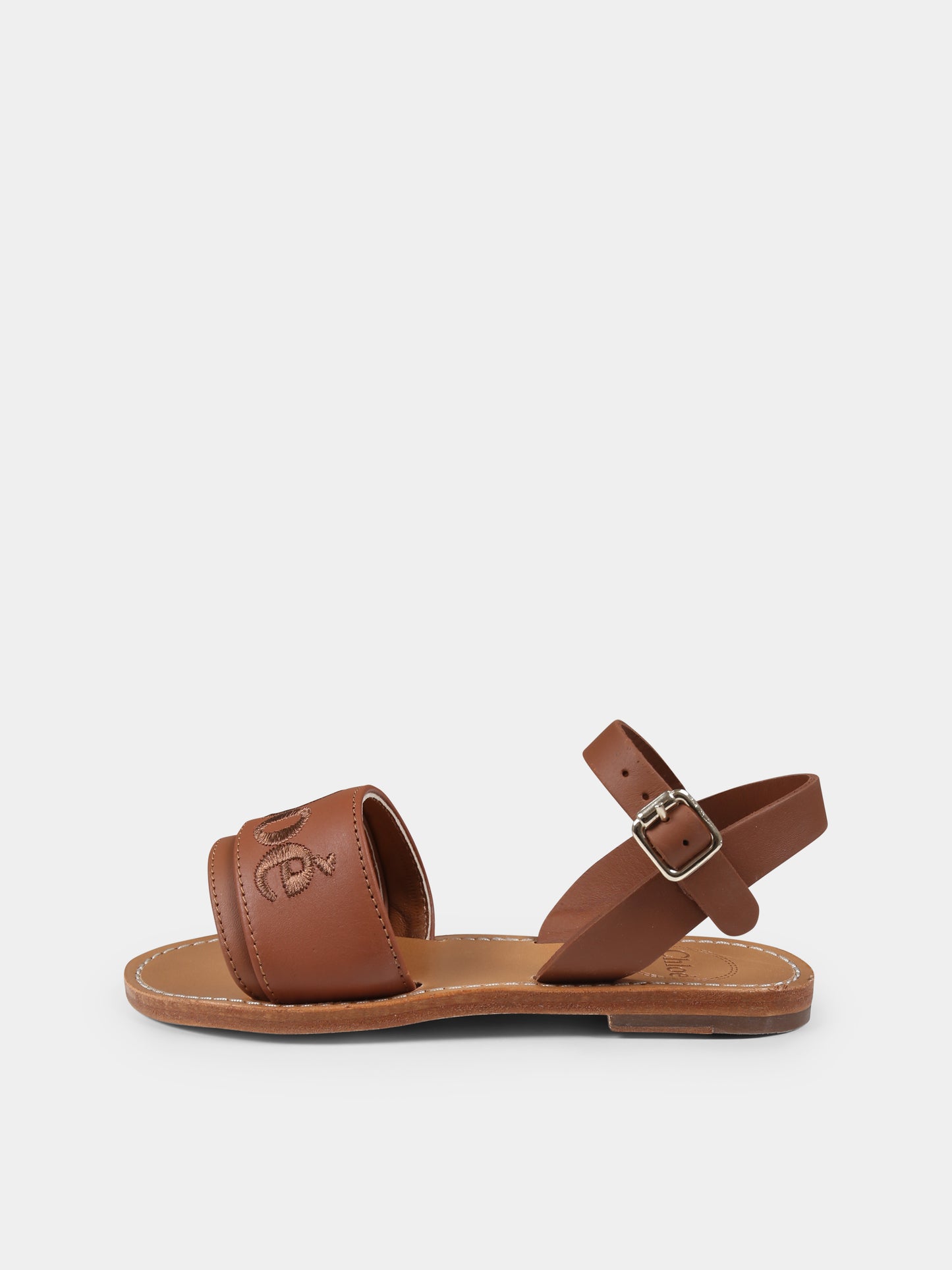Sandali marroni per bambina con logo,Chloé Kids,C20510 33A
