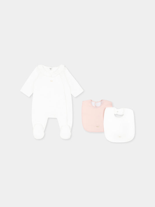 Set tutina bianco pe neonata con logo,Chloé Kids,C20411 117