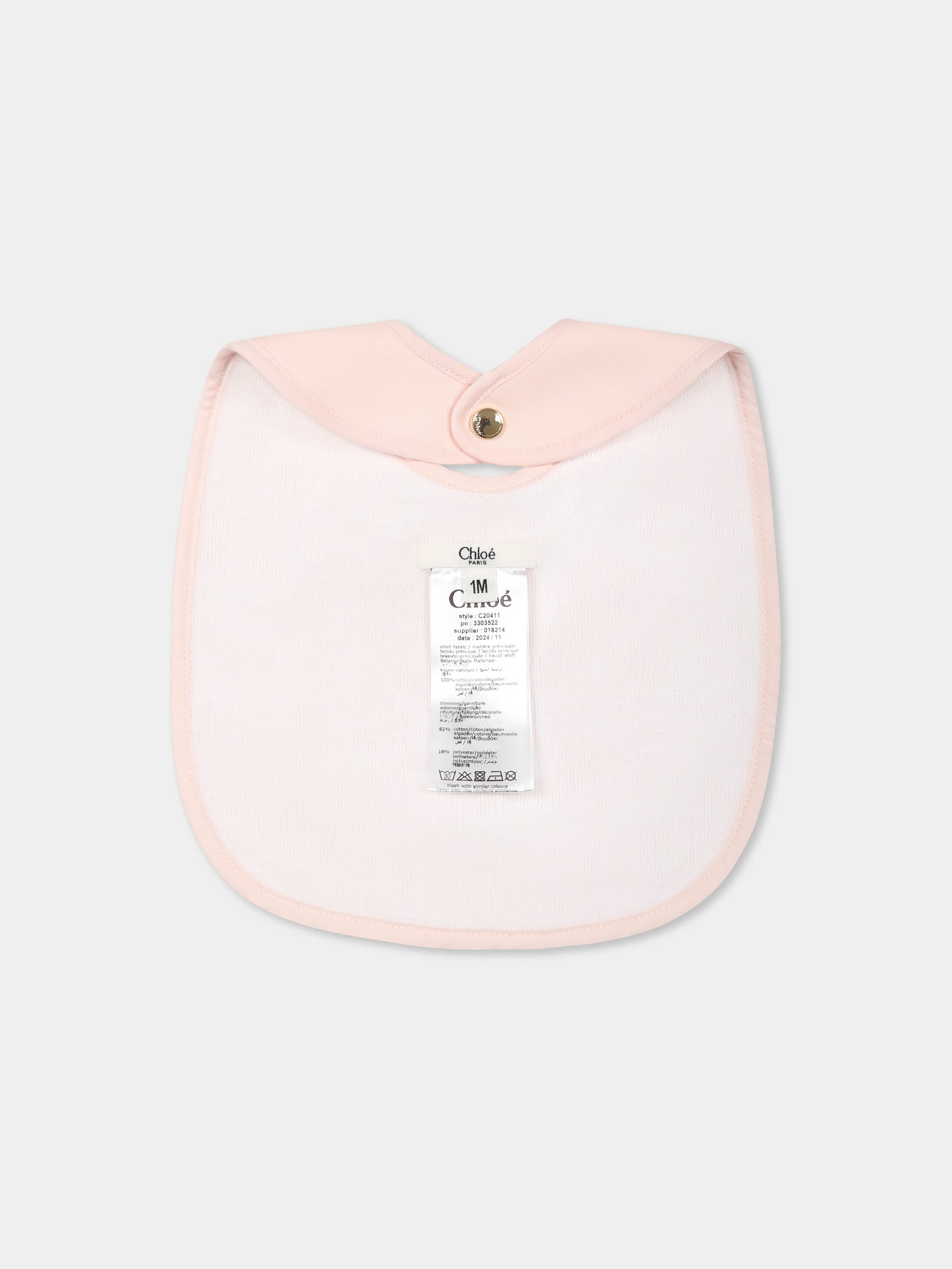 Set tutina rosa pe neonata con logo,Chloé Kids,C20411 45Q