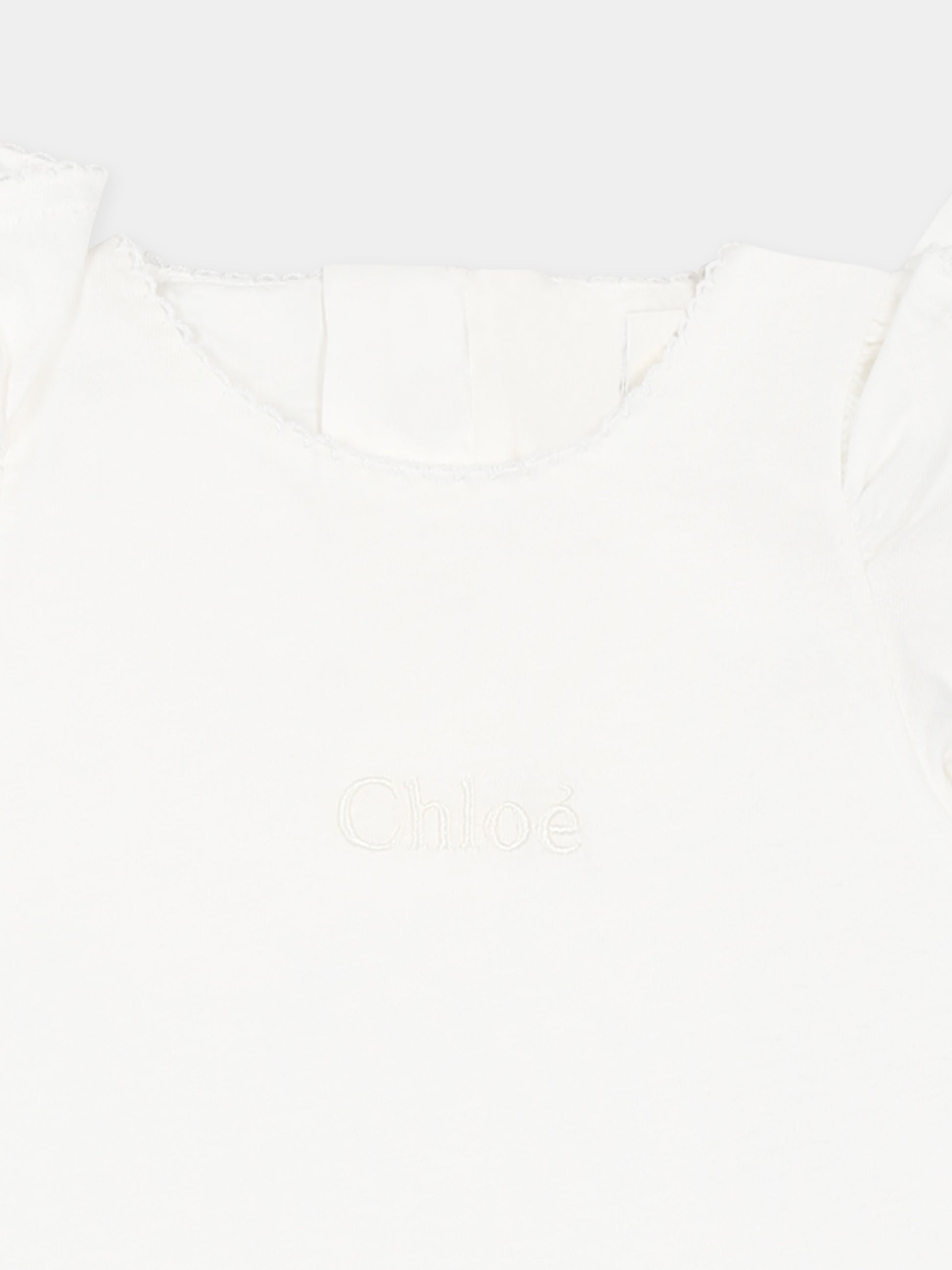 Vestito bianco per neonata con logo,Chloé Kids,C20422 117