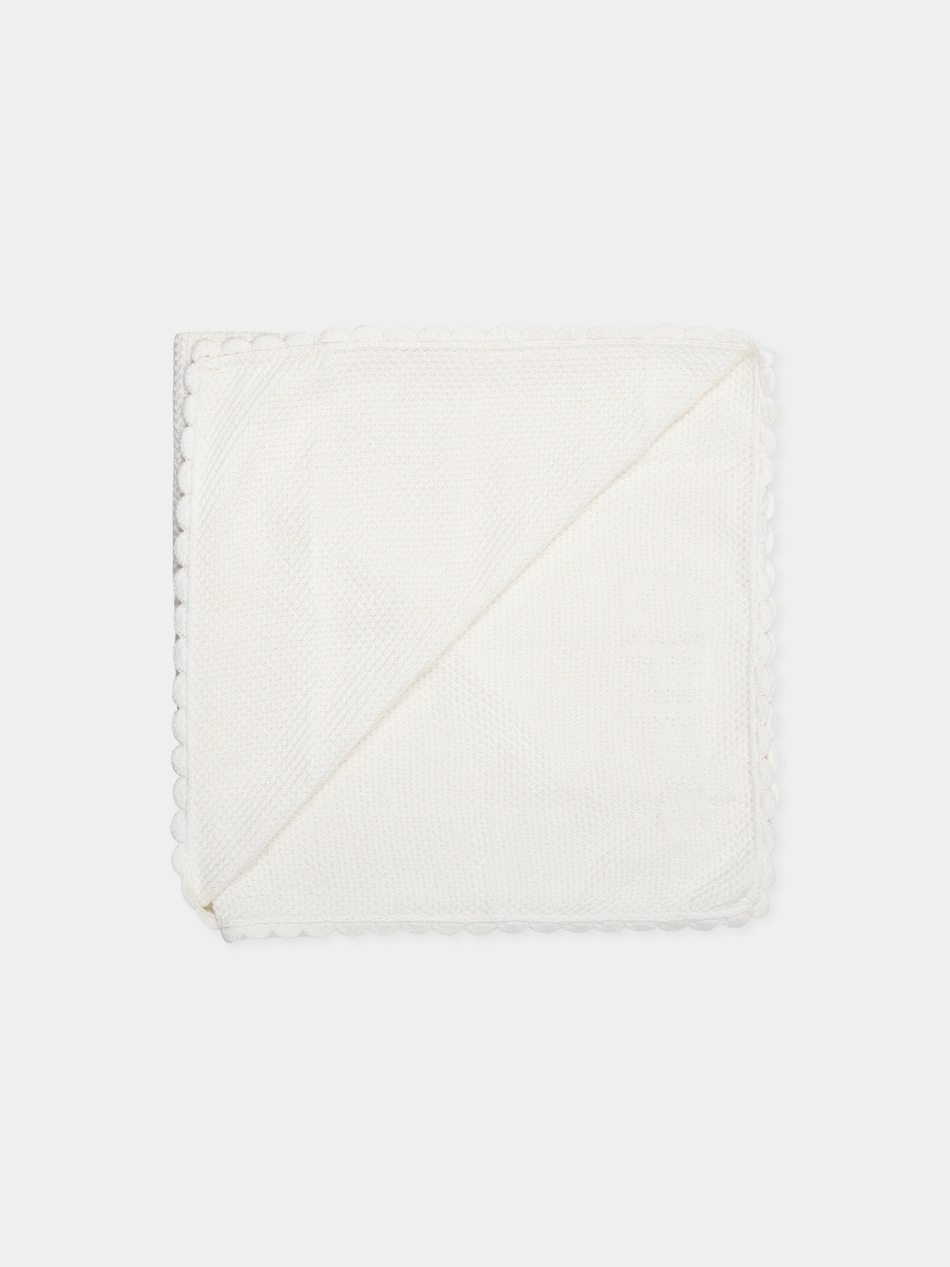 Coperta avorio per neonata con logo,Chloé Kids,C20586 117