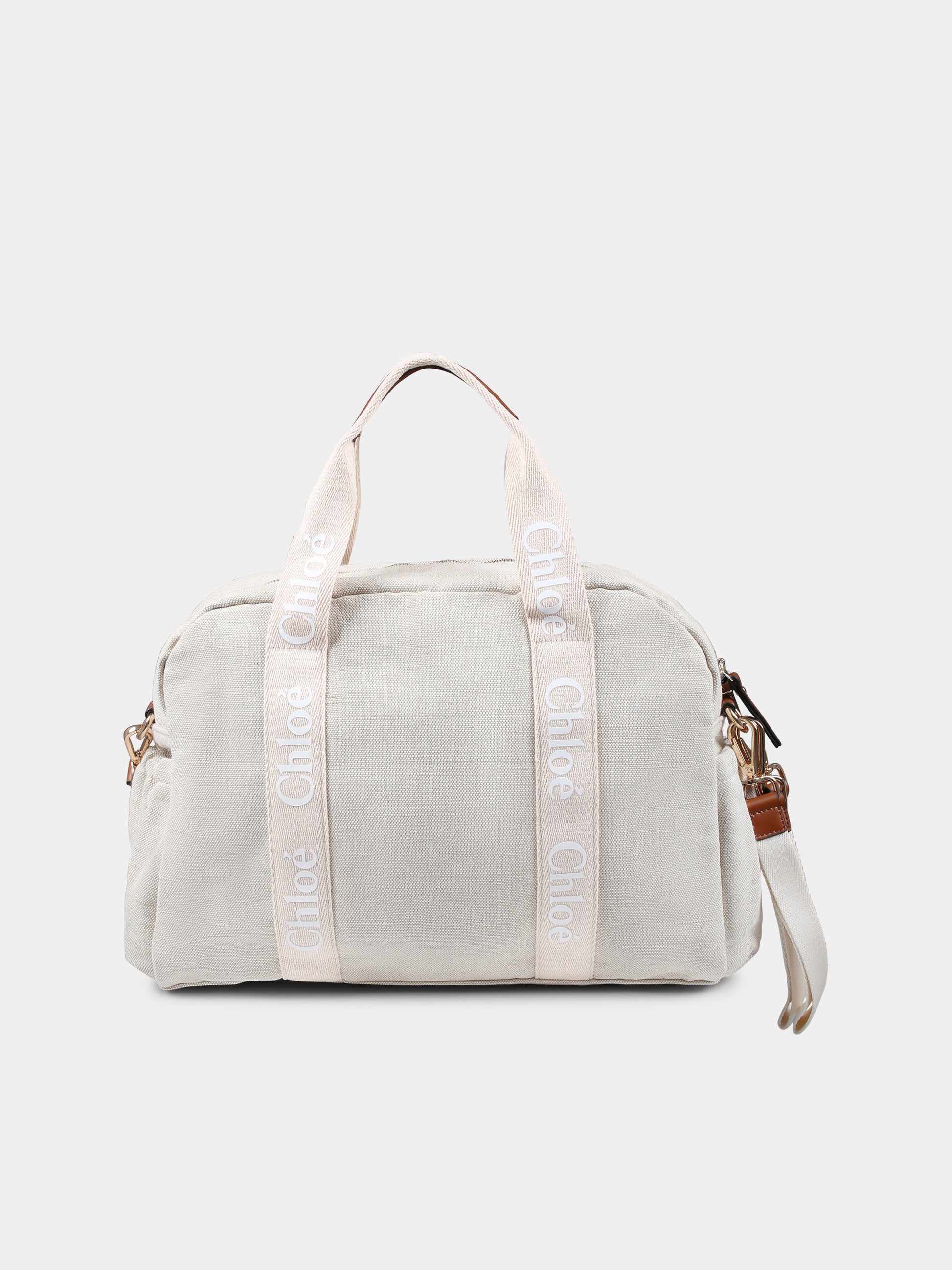 Borsa mamma beige per neonati con logo,Chloé Kids,C20580 Z40