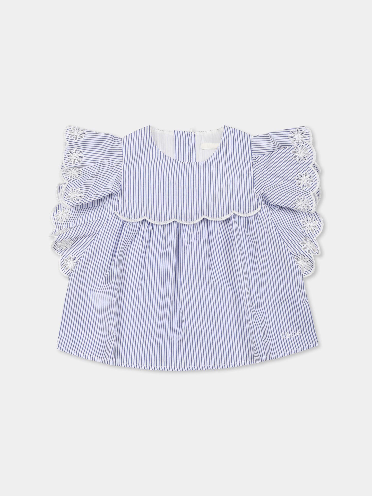 Top celeste per neonata con fiori,Chloé Kids,C20528 N48