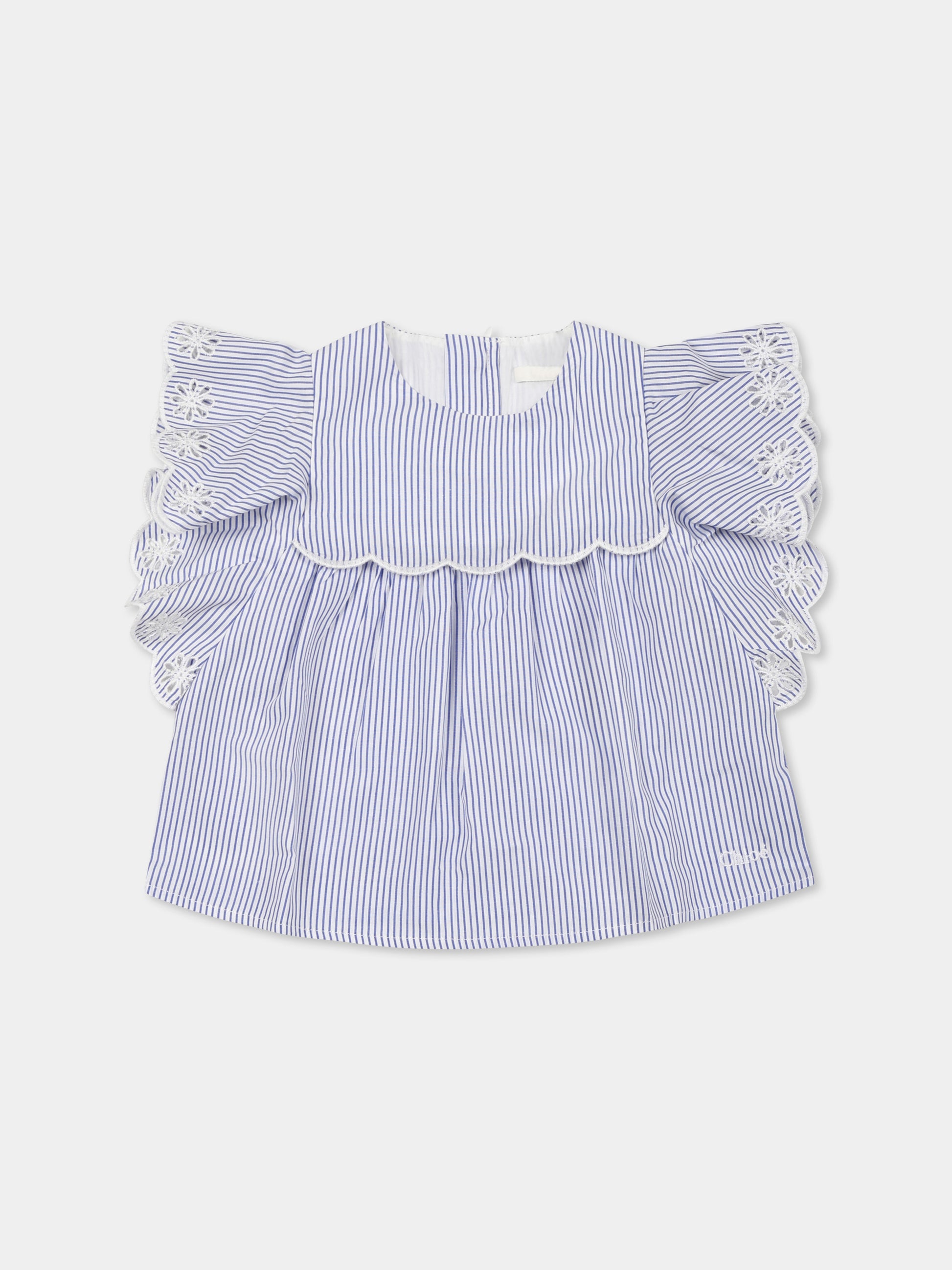 Top celeste per neonata con fiori,Chloé Kids,C20528 N48