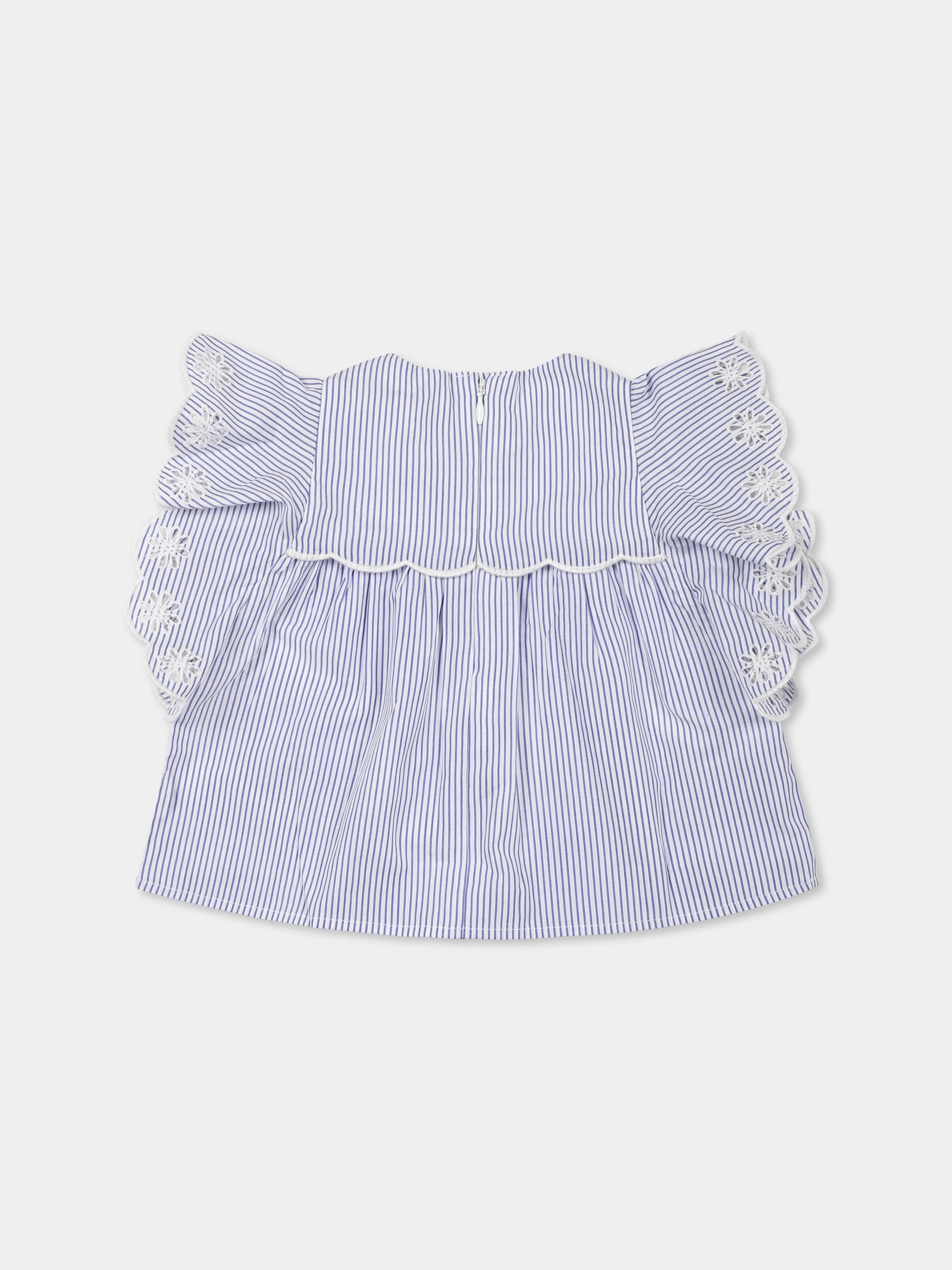 Top celeste per neonata con fiori,Chloé Kids,C20528 N48