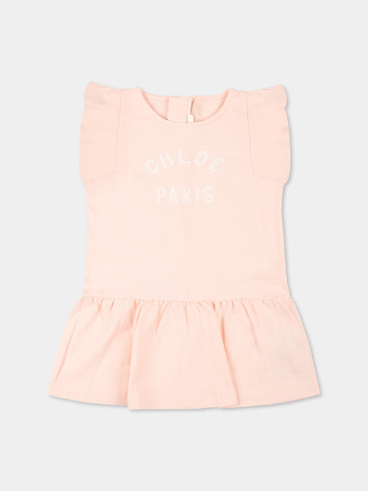 Vestito rosa per neonata con logo,Chloé Kids,C20596 46J