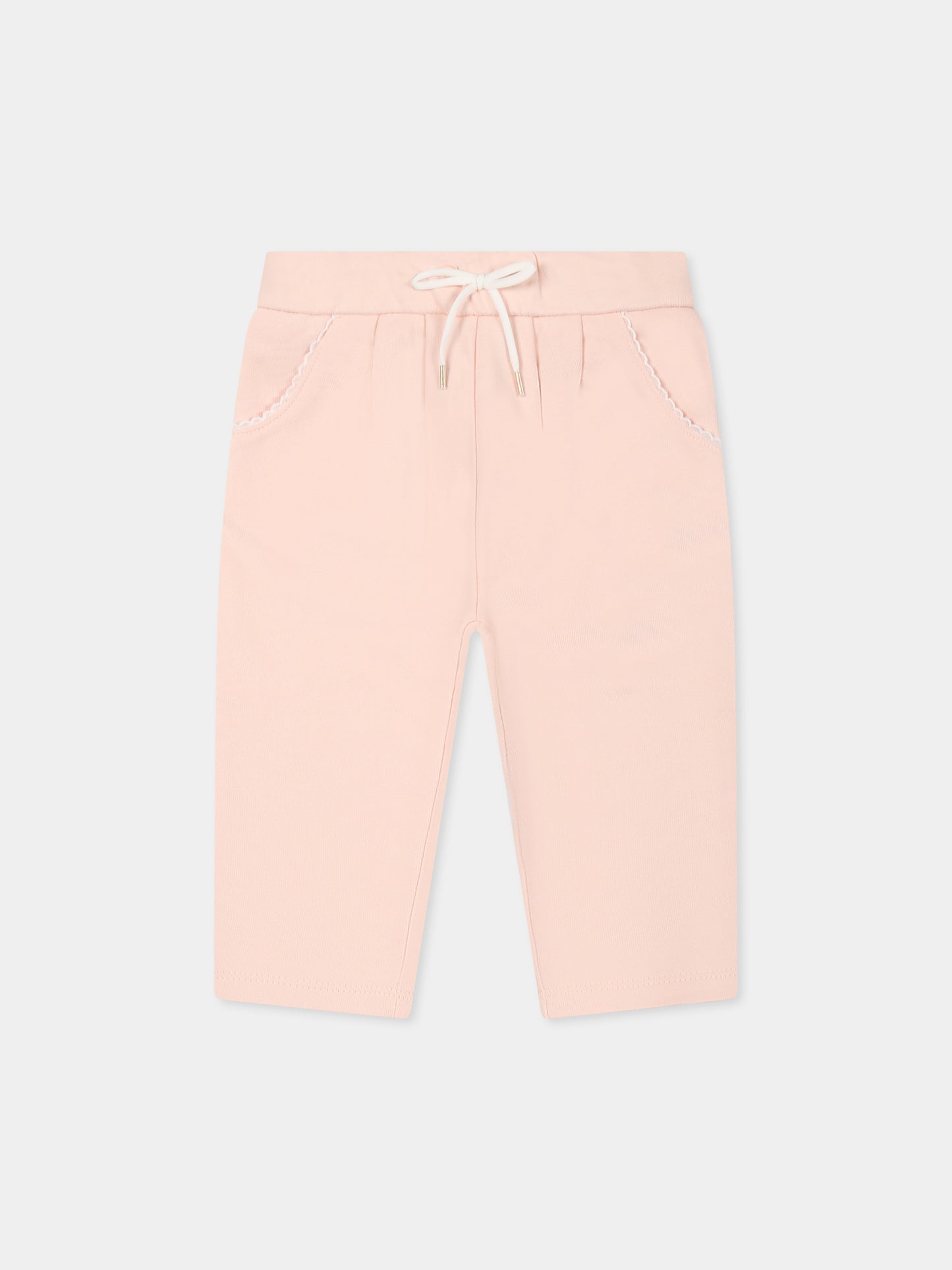 Pink trousers for baby girl wtih logo