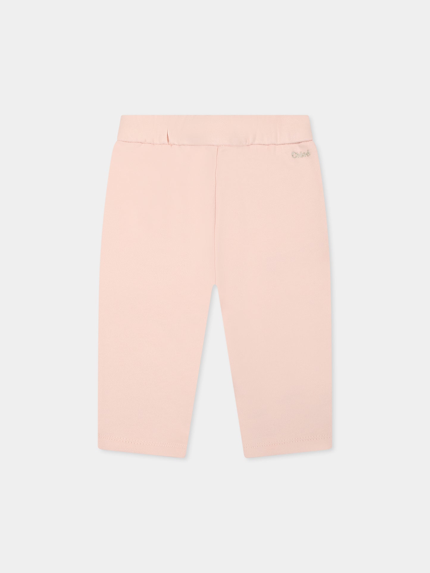 Pink trousers for baby girl wtih logo