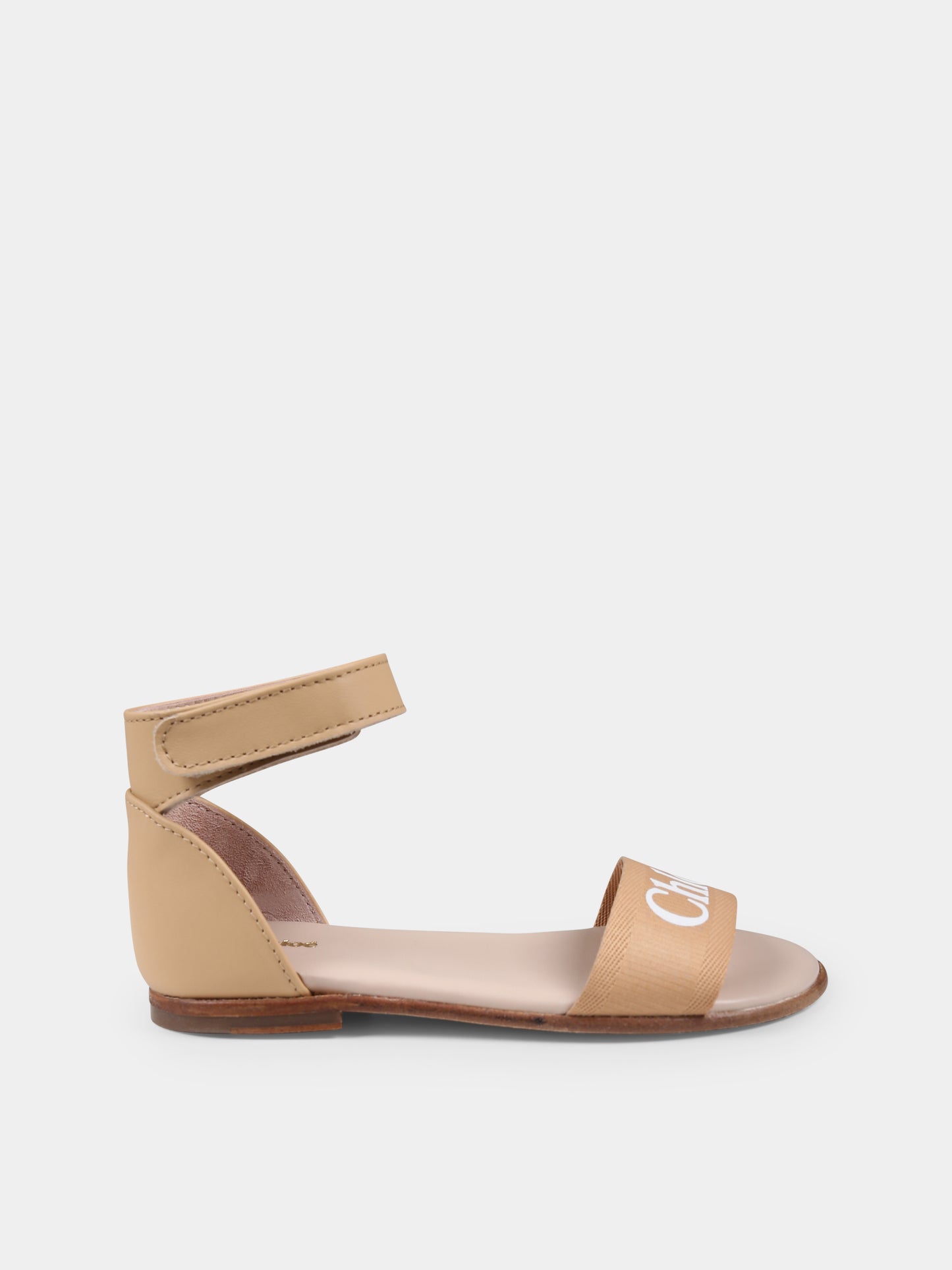 Sandali beige per bambina con logo,Chloé Kids,C20518 231