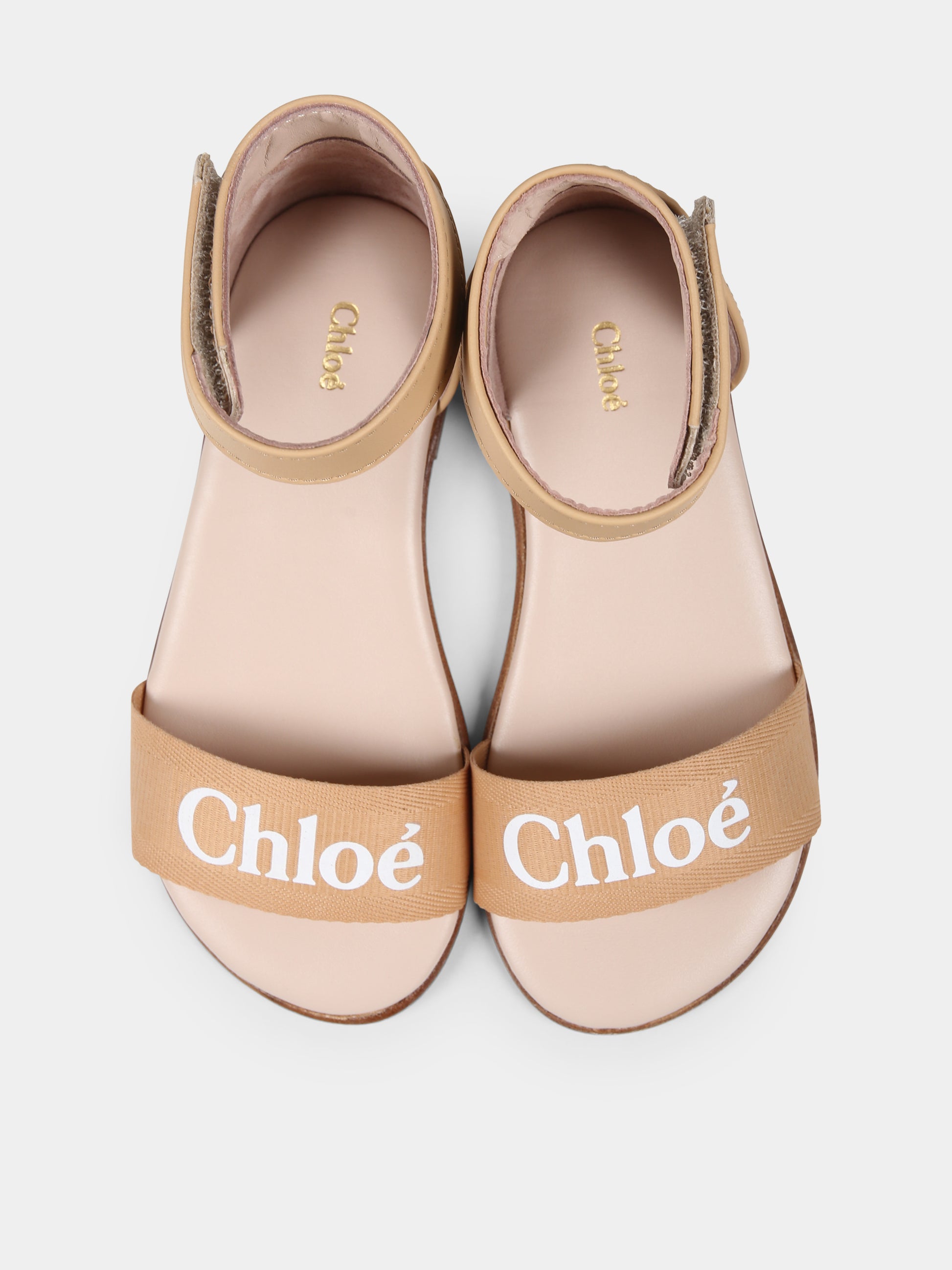 Sandali beige per bambina con logo,Chloé Kids,C20518 231