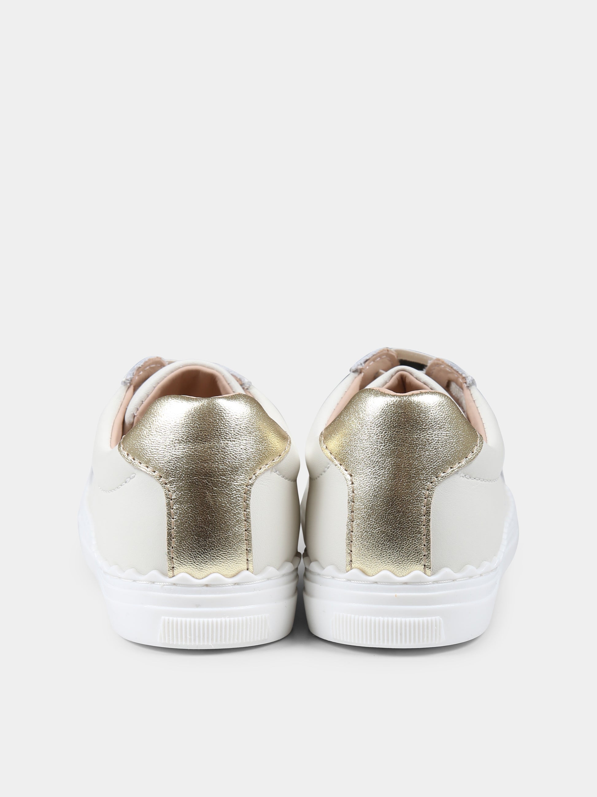 Sneakers avorio per bambina con logo,Chloé Kids,C20520 117