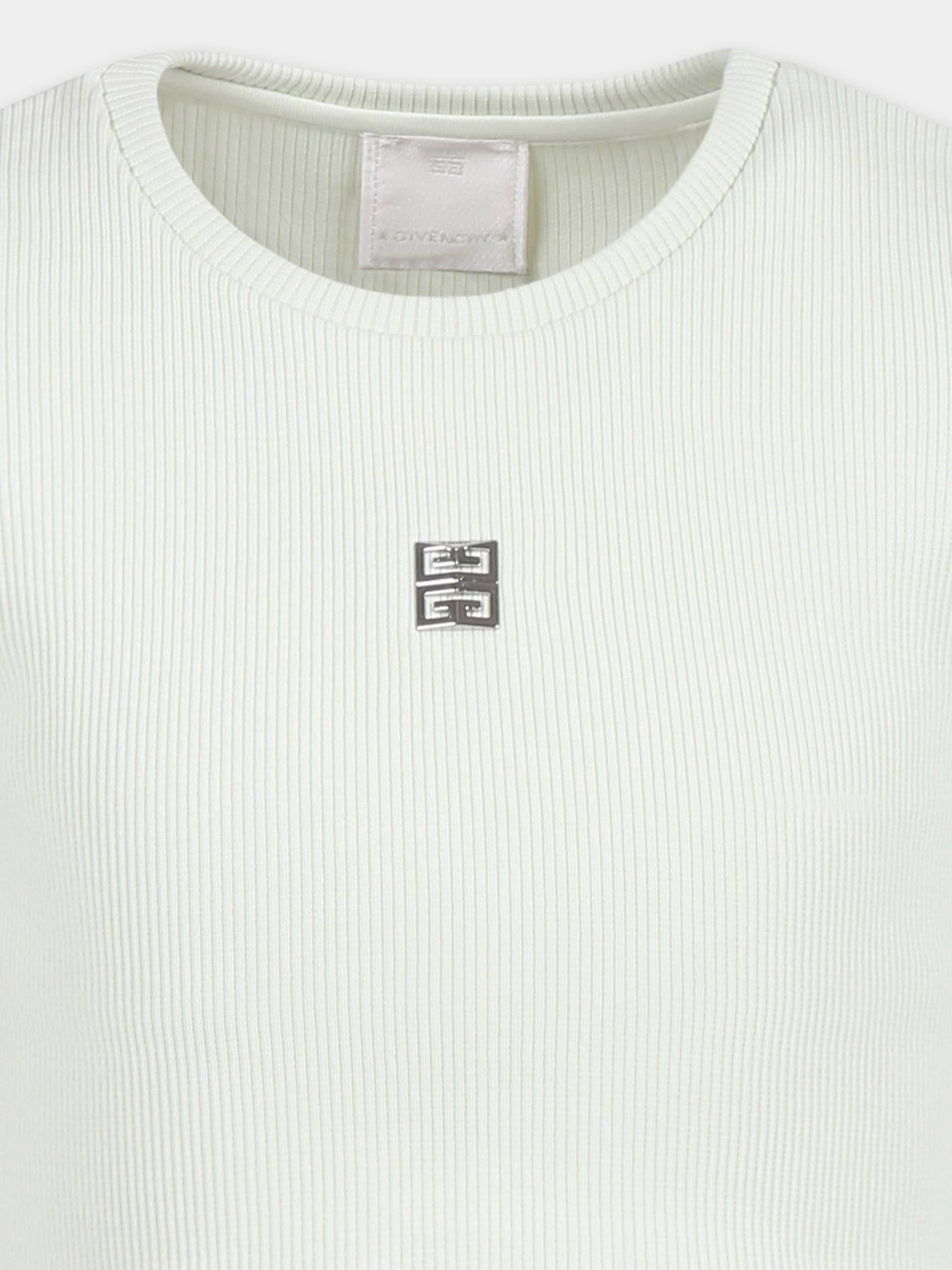 T-shirt crop verde per bambina con motivo 4G,Givenchy Kids,H30804 72G