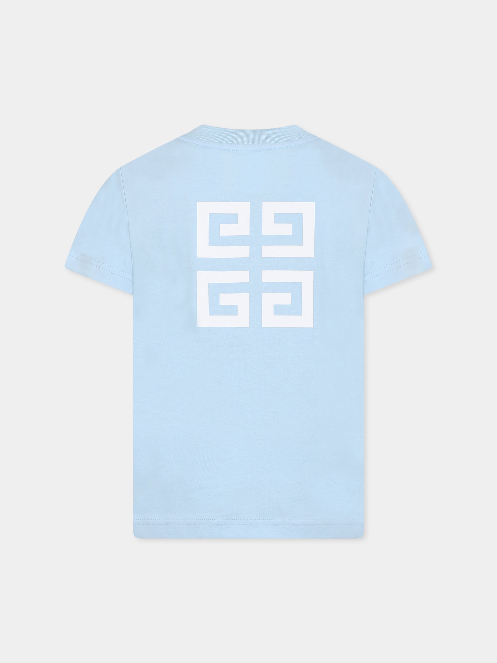 T-shirt celeste per bambini con logo,Givenchy Kids,H30718 772