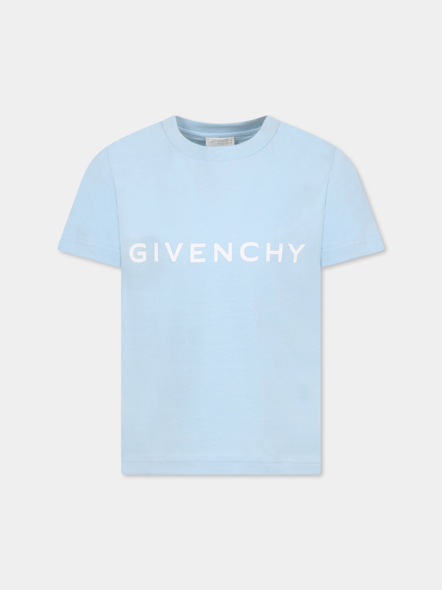 T-shirt celeste per bambini con logo,Givenchy Kids,H30718 772