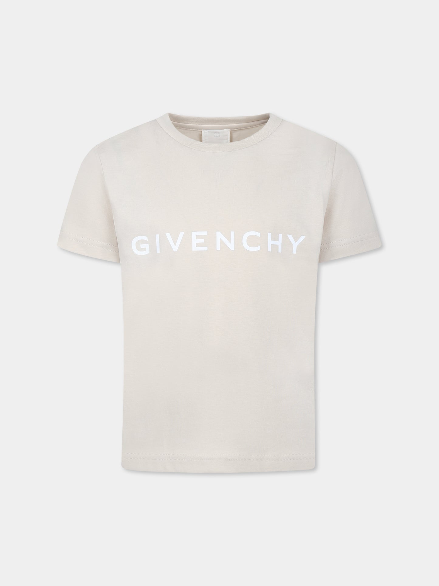 T-shirt beige per bambini con logo,Givenchy Kids,H30718 184