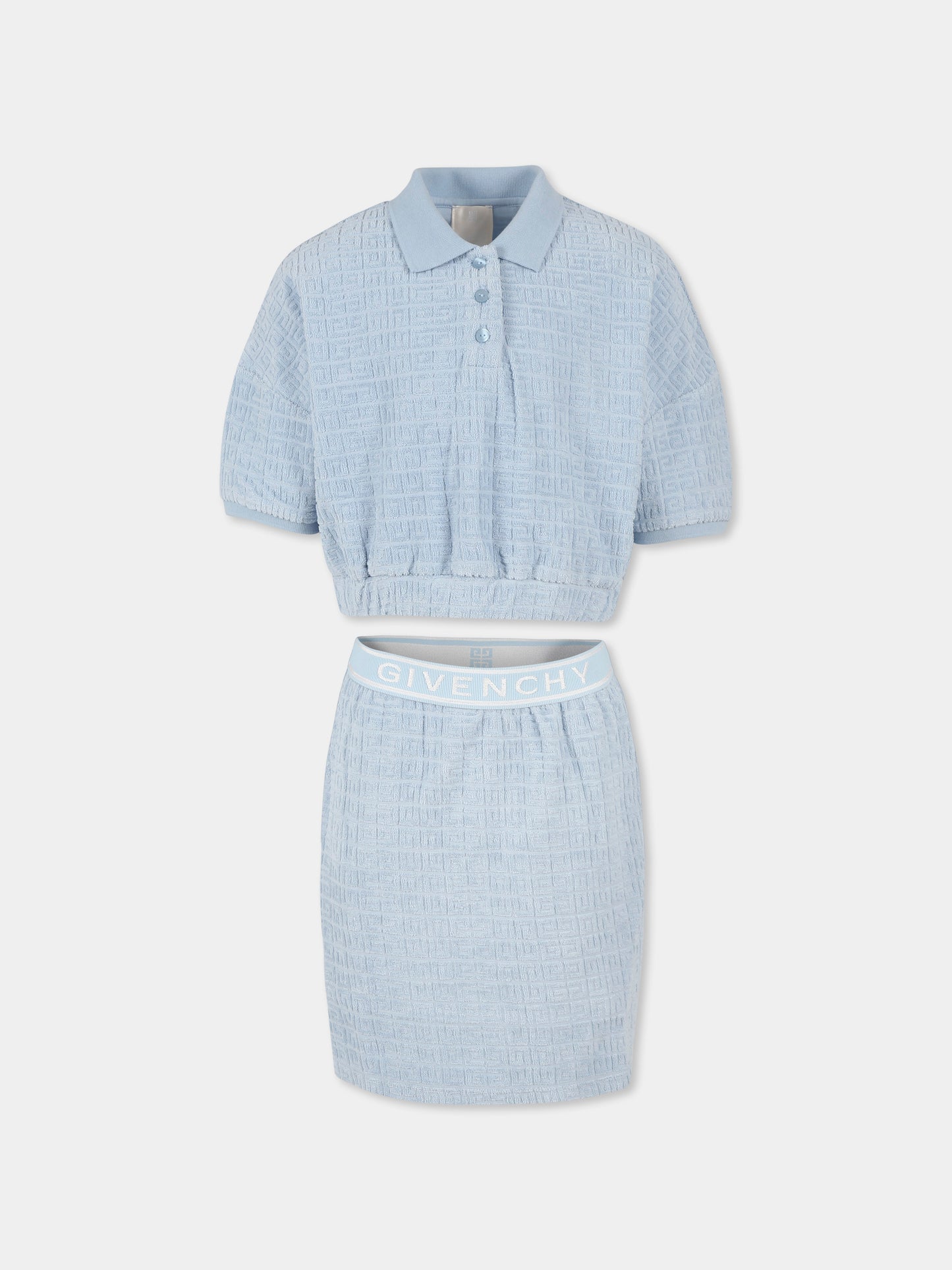 Completo celeste per bambina con motivo 4G,Givenchy Kids,H30838 772