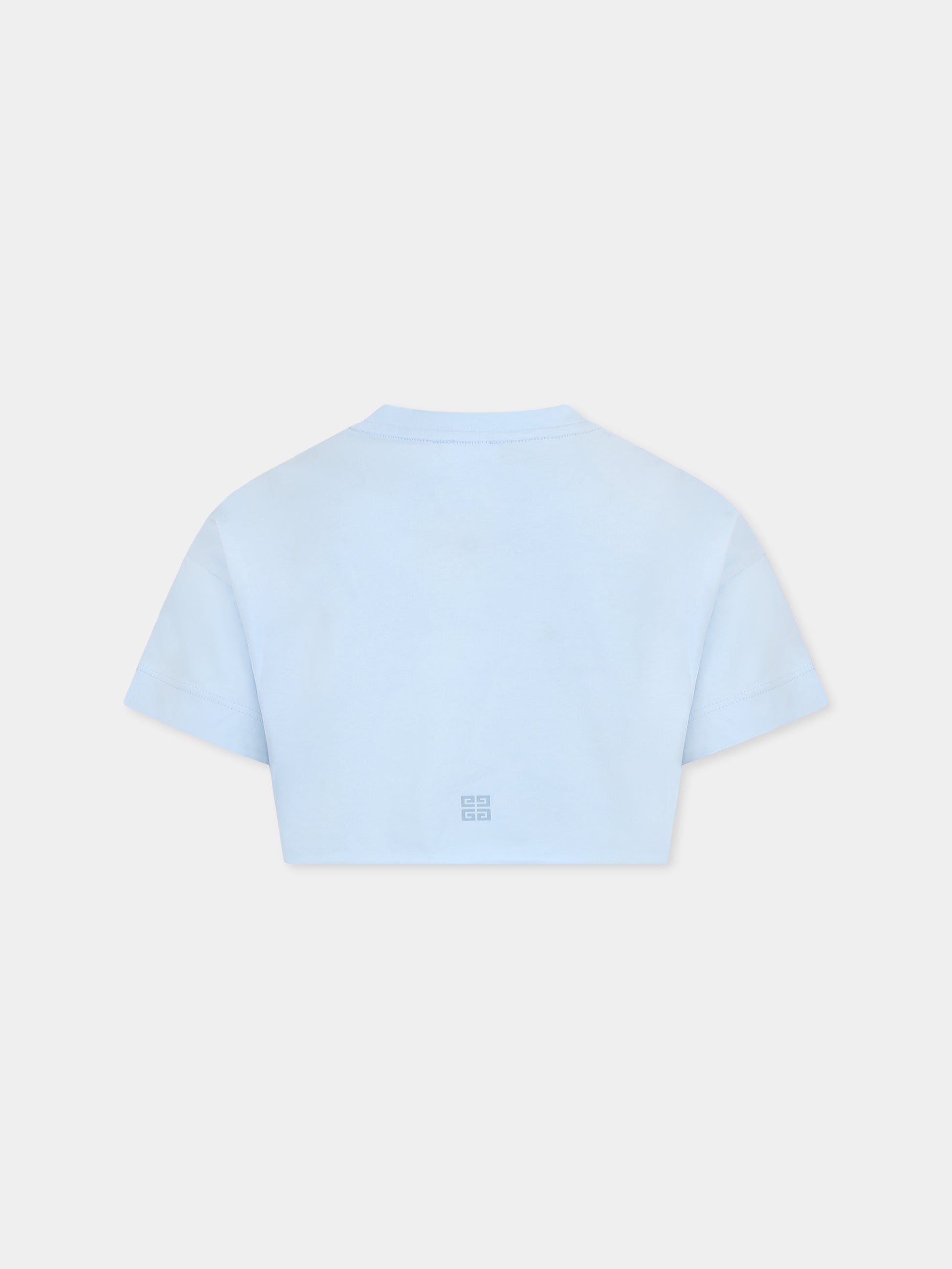 T-shirt crop celeste per bambina con logo,Givenchy Kids,H30798 772
