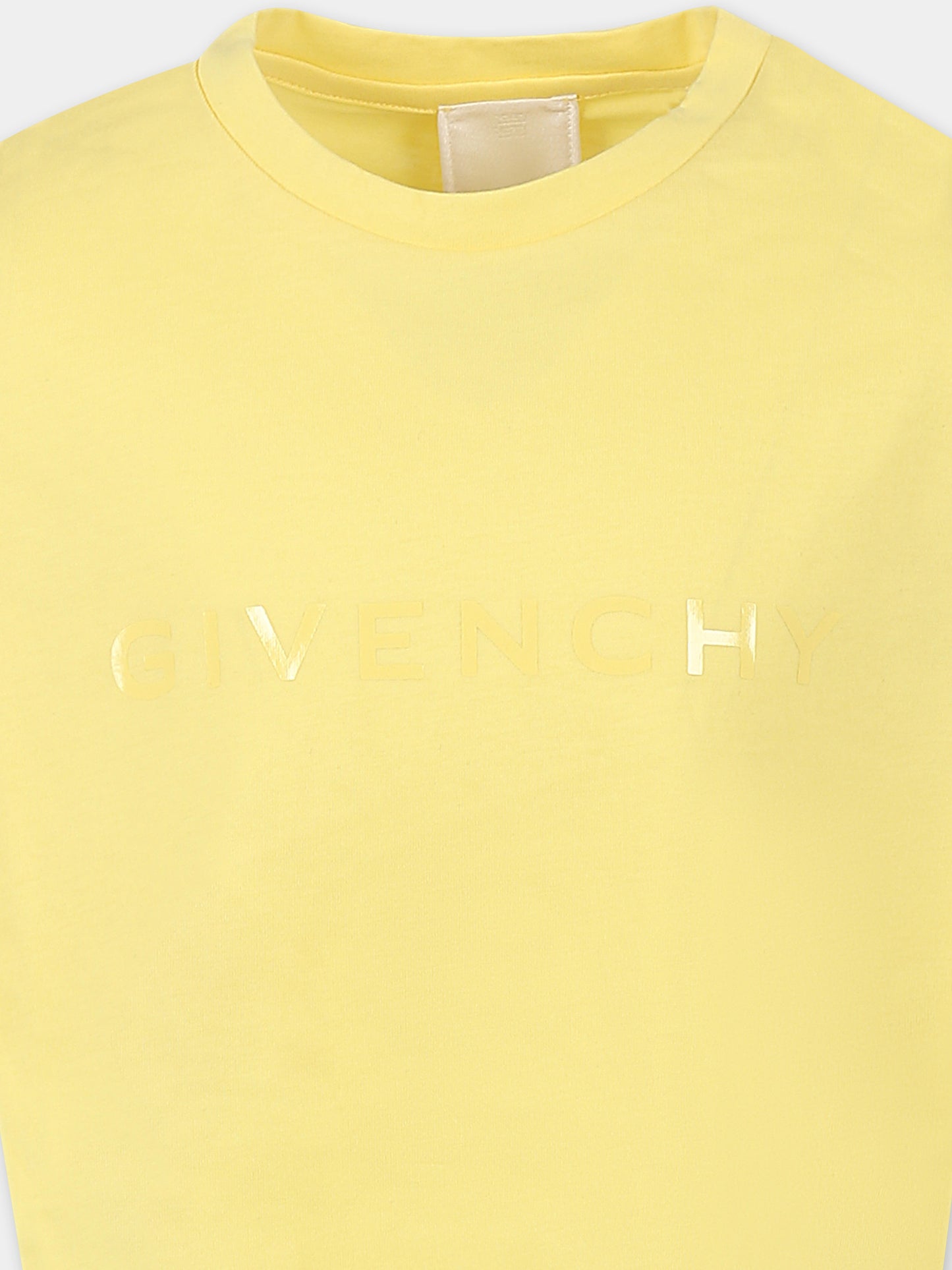 T-shirt crop gialla per bambina con logo,Givenchy Kids,H30798 571