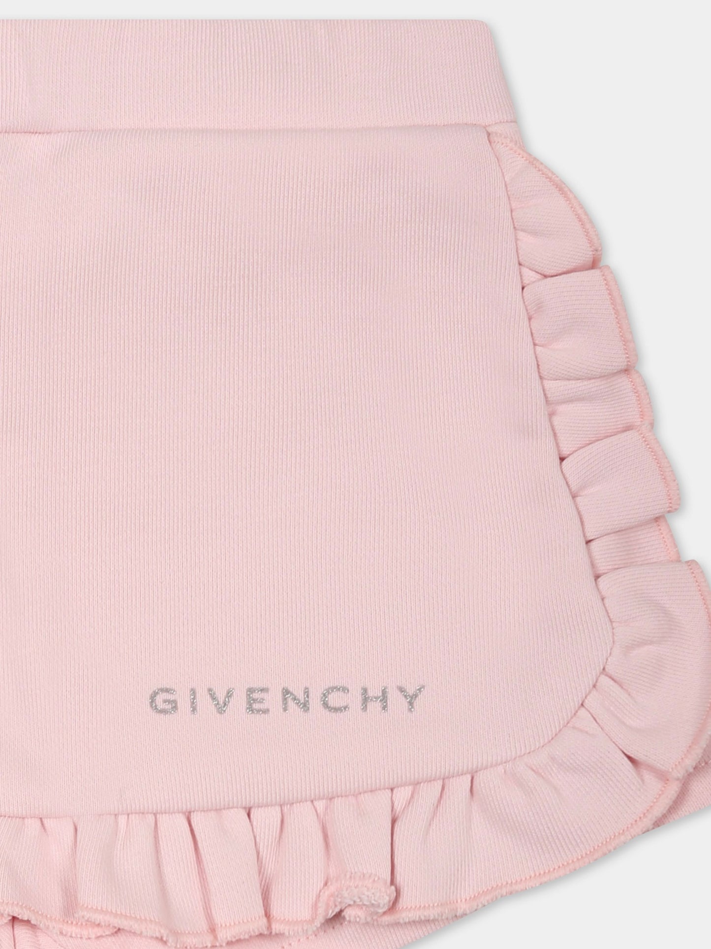 Pink shorts for baby girl with logo