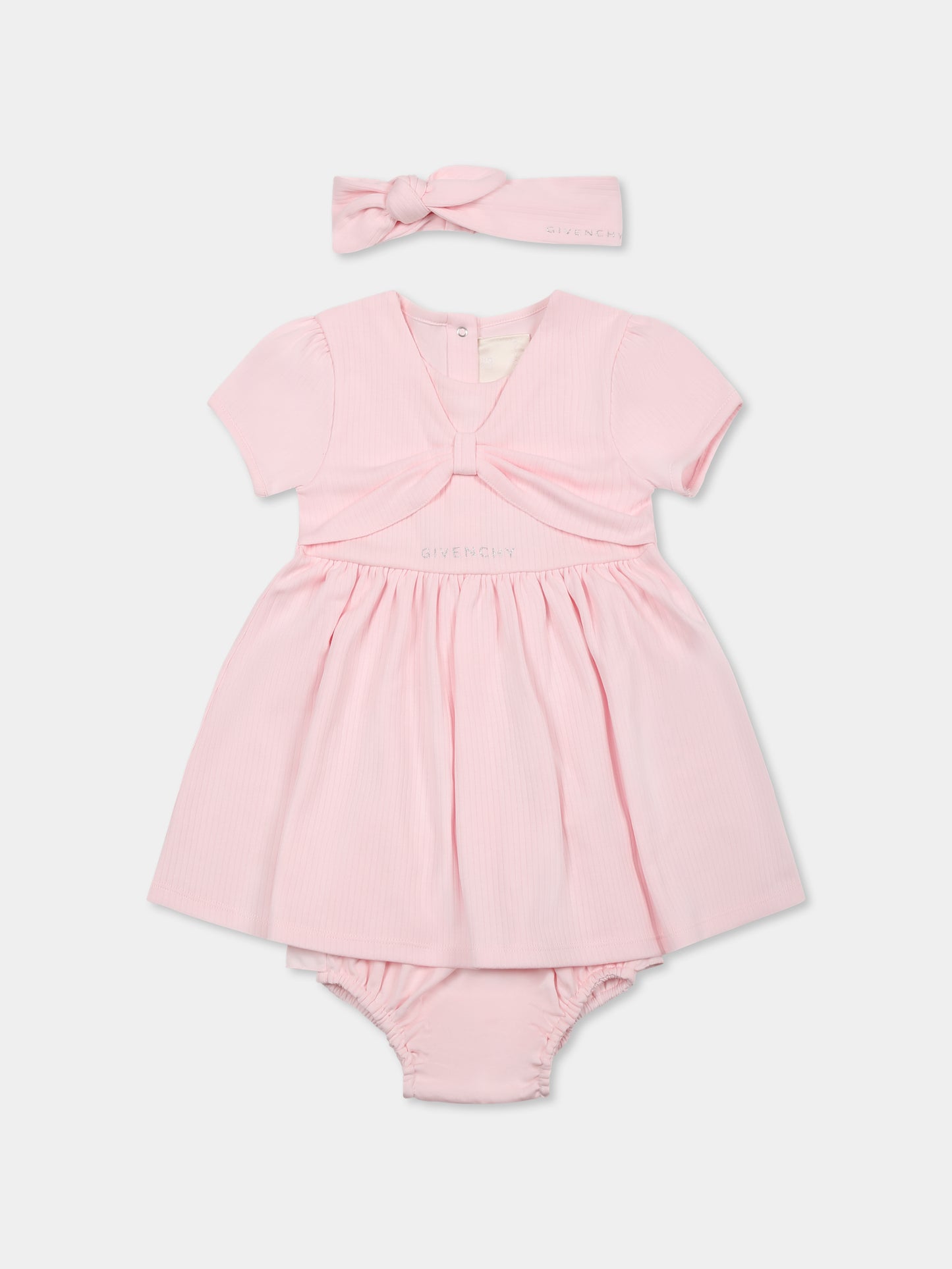 Set vestito rosa per neonata con logo,Givenchy Kids,H30615 44Z
