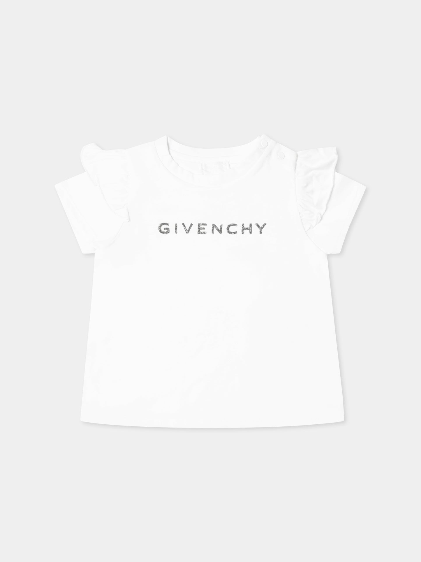 T-shirt bianca per neonata con logo,Givenchy Kids,H30664 10P