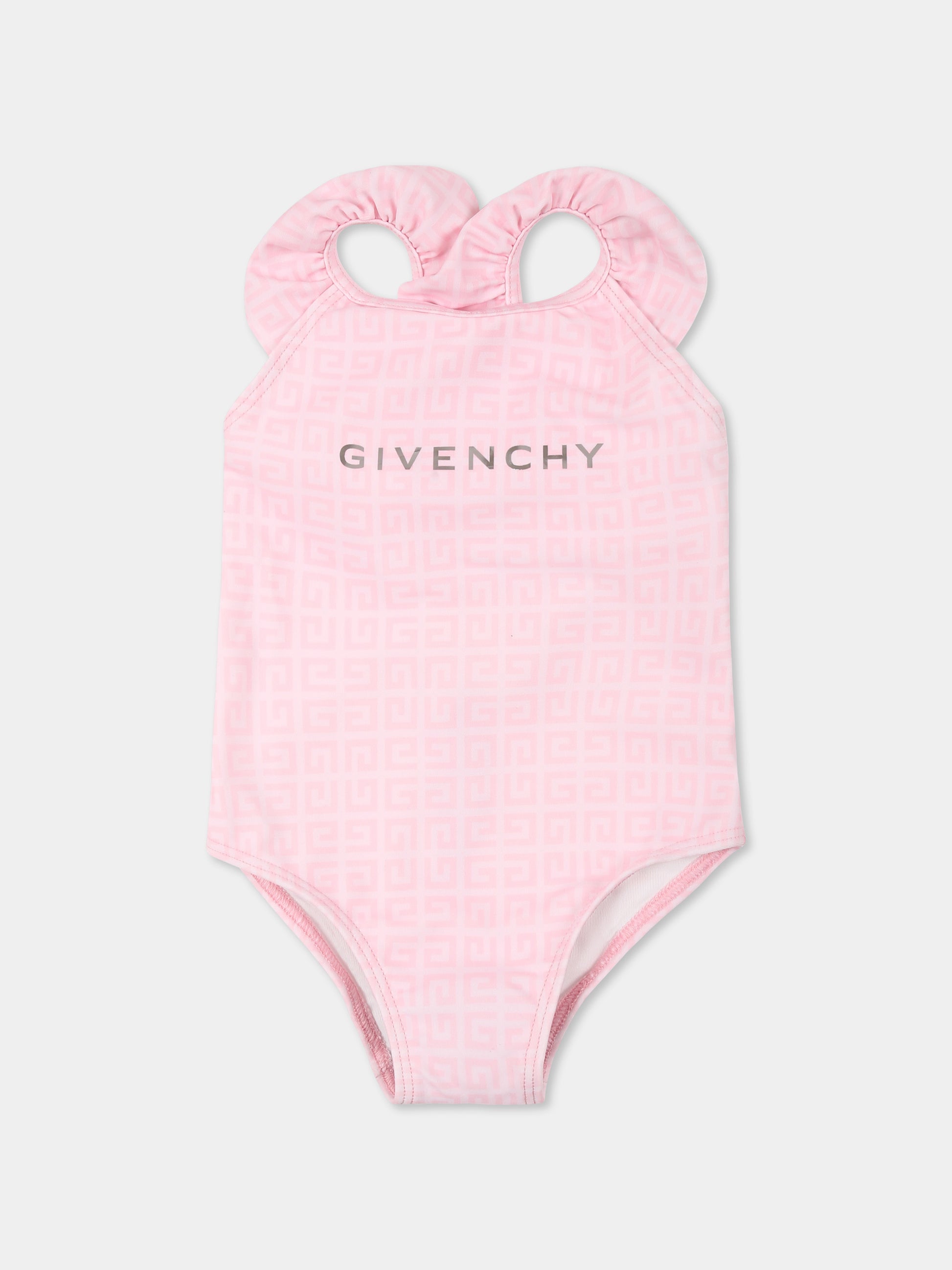 Costume intero rosa per neonata con logo,Givenchy Kids,H30649 44Z