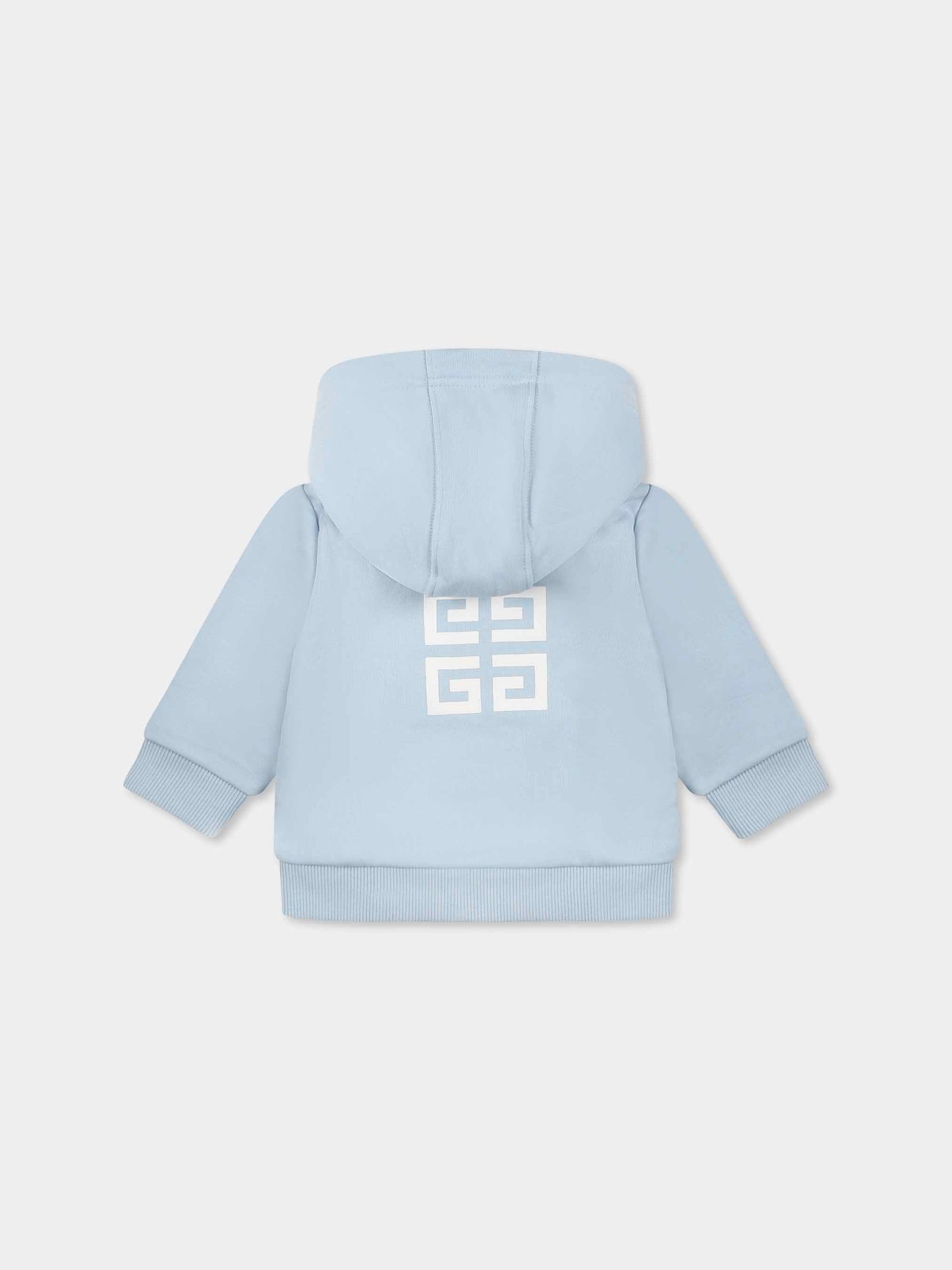 Light blue sweatshirt for baby boy with white logo