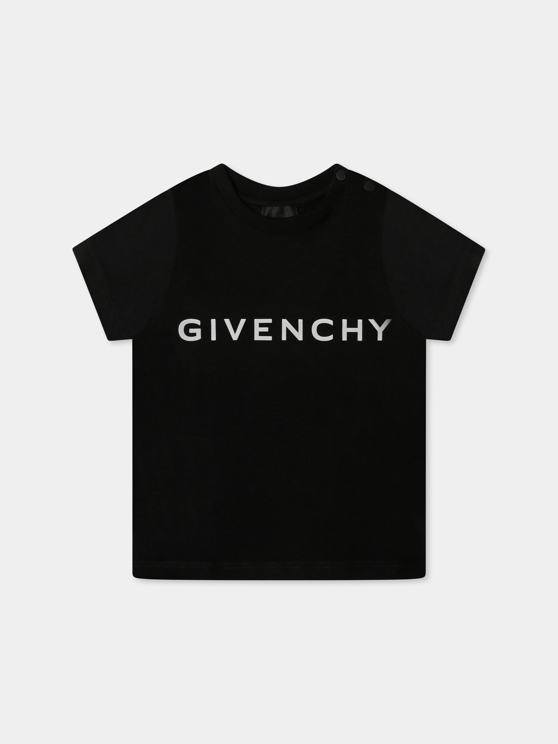 T-shirt nera per neonato con logo,Givenchy Kids,H30640 09B