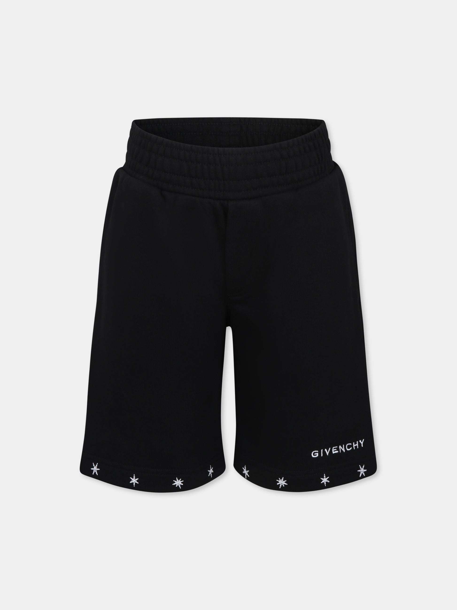 Shorts neri per bambino con logo e stelle,Givenchy Kids,H30710 09B