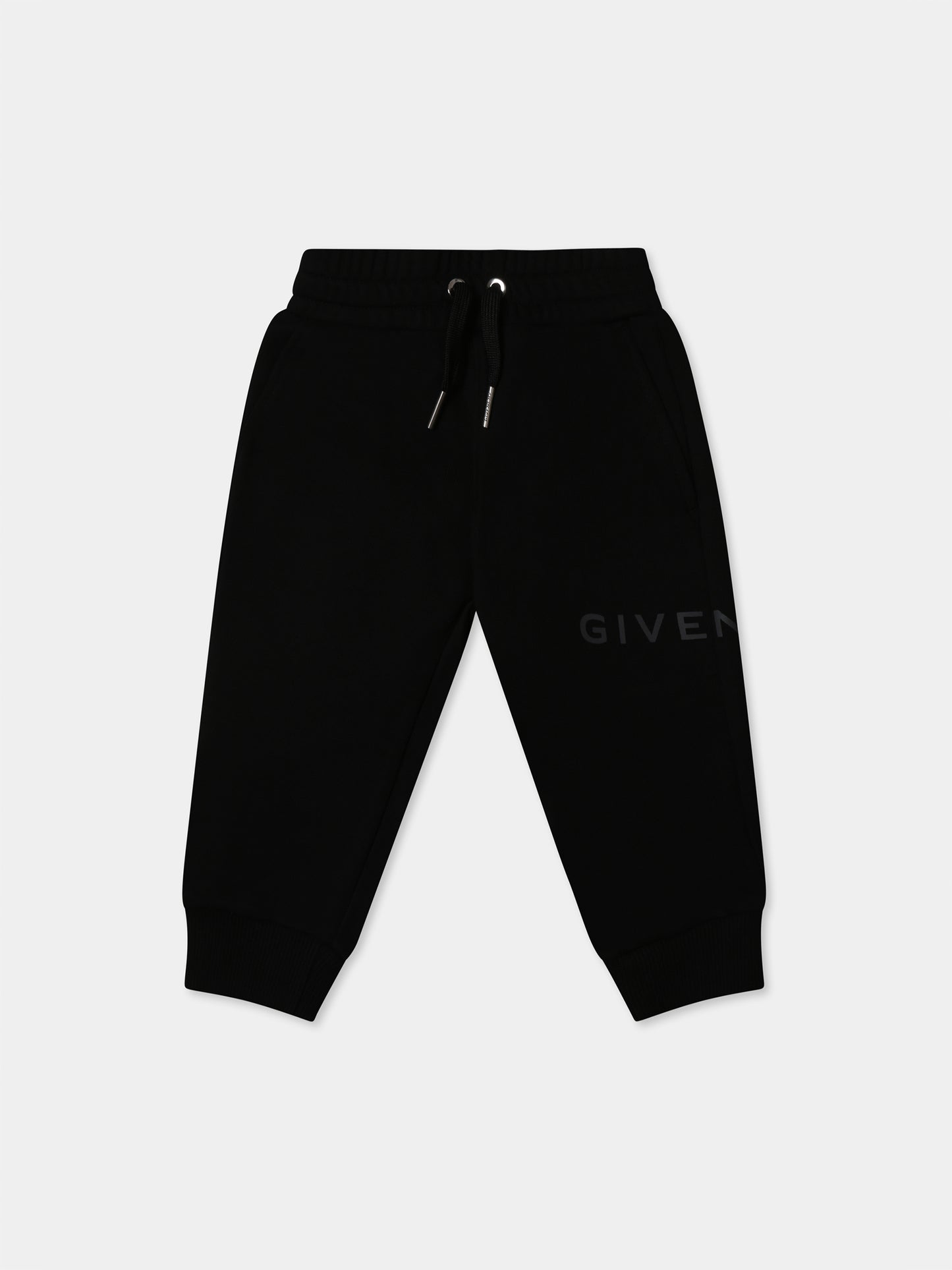 Black trousers for baby boy with logo