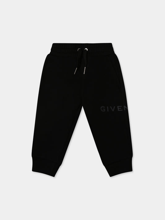 Black trousers for baby boy with logo