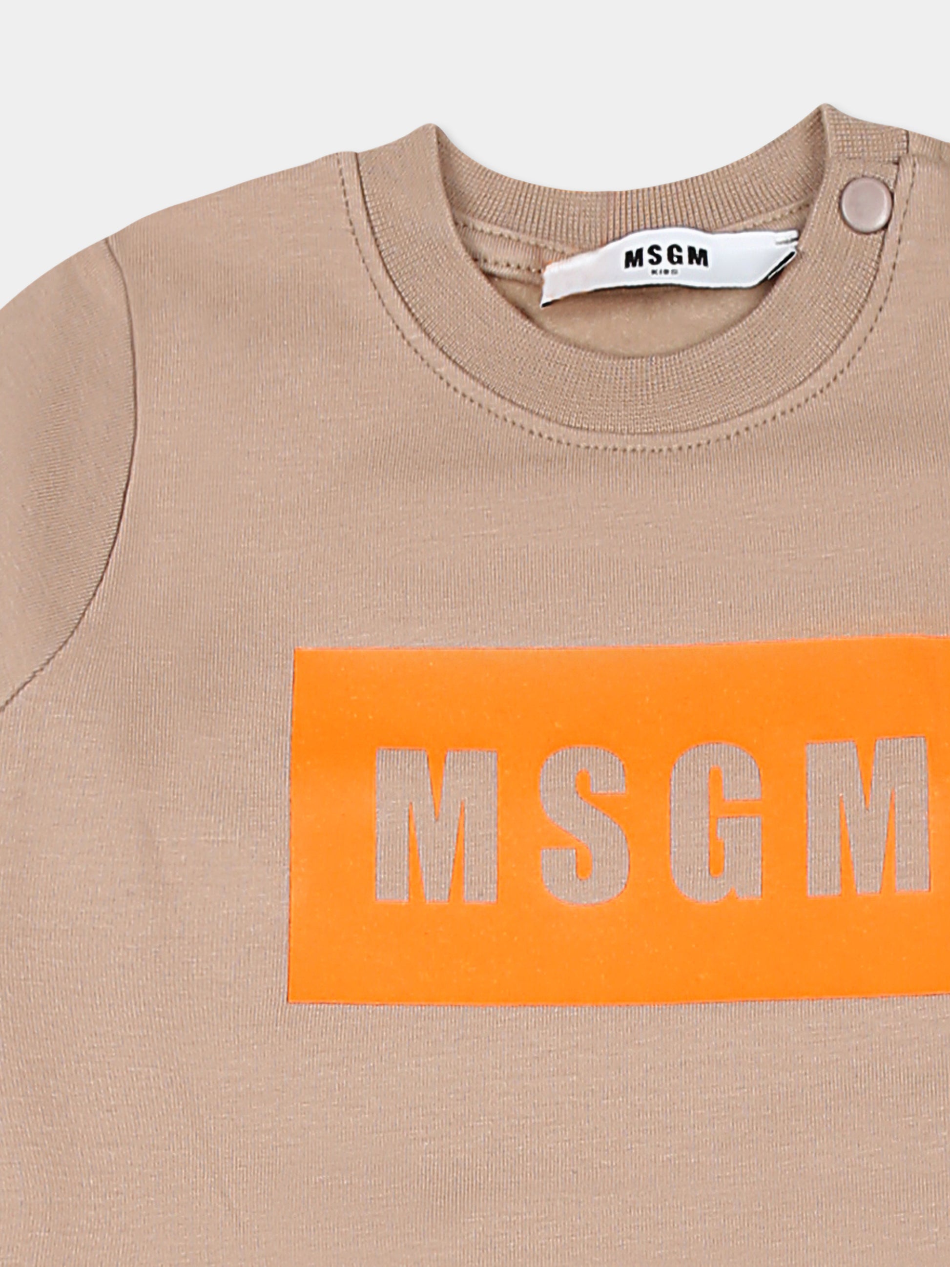 Completo beige per neonati con logo,Msgm Kids,F3MSUNTP043 015