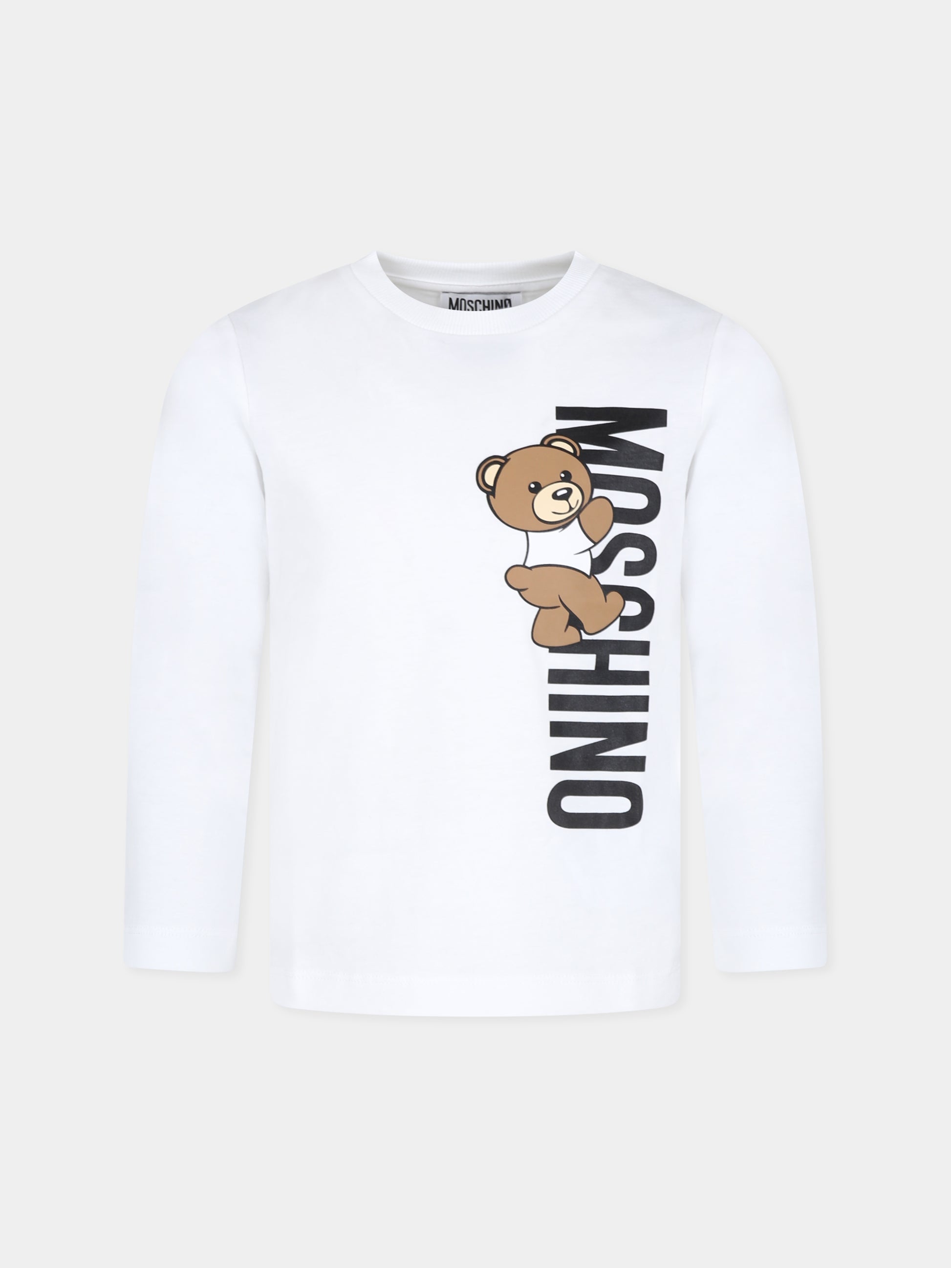 T-shirt bianca per bambino con Teddy Bear,Moschino Kids,HPO00J LAA02 10101