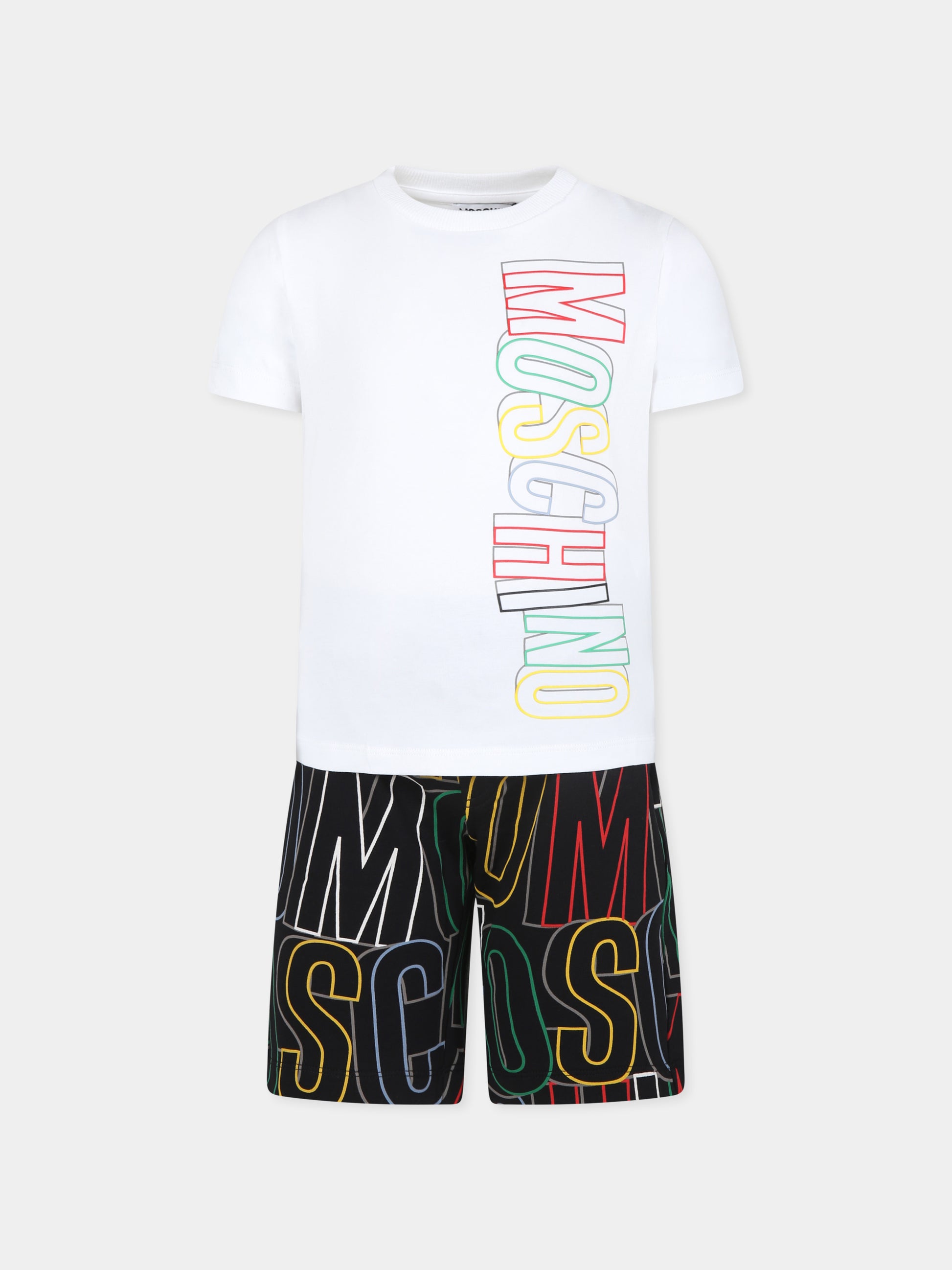 Completo nero per bambino con logo,Moschino Kids,HUG00M LDB0C 86556