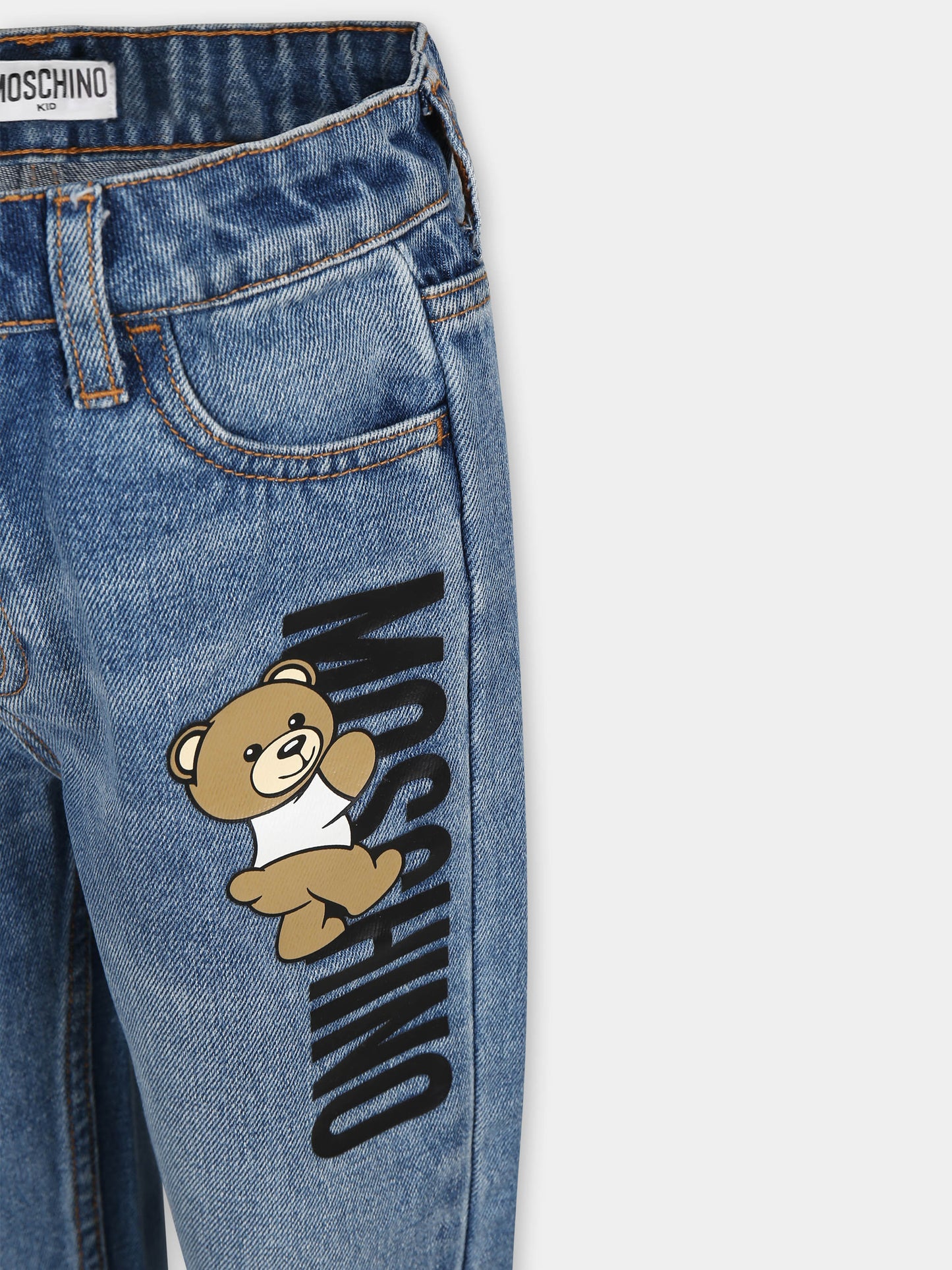 Jeans blu per bambino con Teddy Bear,Moschino Kids,HUP07F L0E20 40302