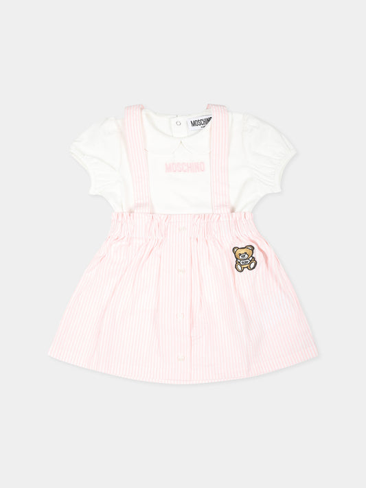 Completo rosa per neonata con Teddy Bear,Moschino Kids,MDG00Z LYE00 84324