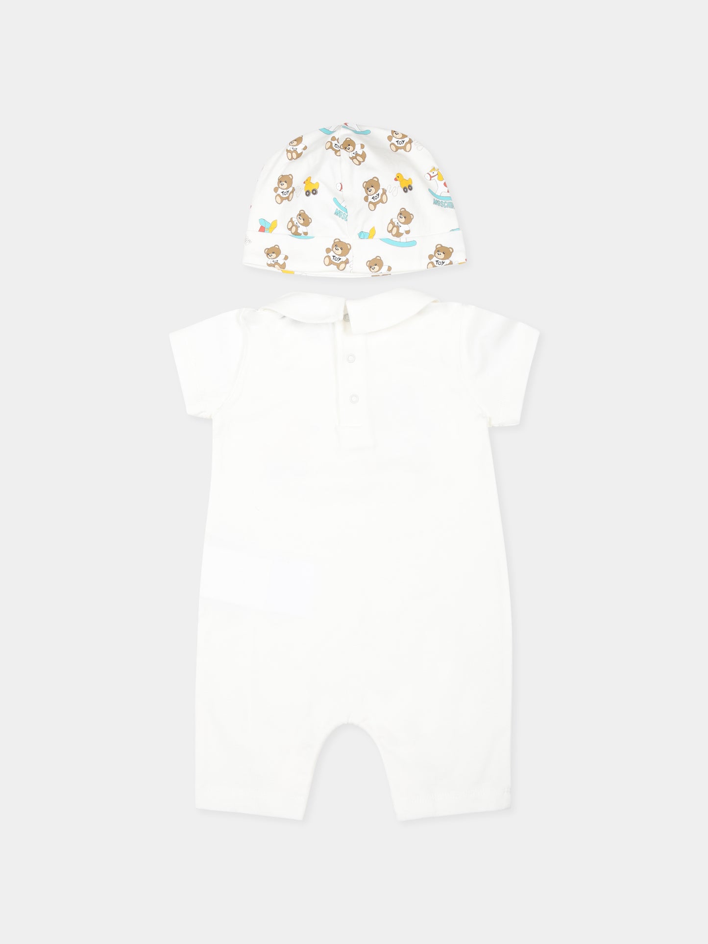 Set pagliaccetto bianco per neonati con Teddy Bear,Moschino Kids,MMY056 LBA00 10063