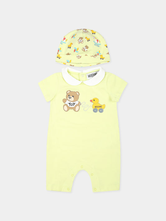 Set pagliaccetto giallo per neonati con Teddy Bear,Moschino Kids,MMY056 LBA00 30045