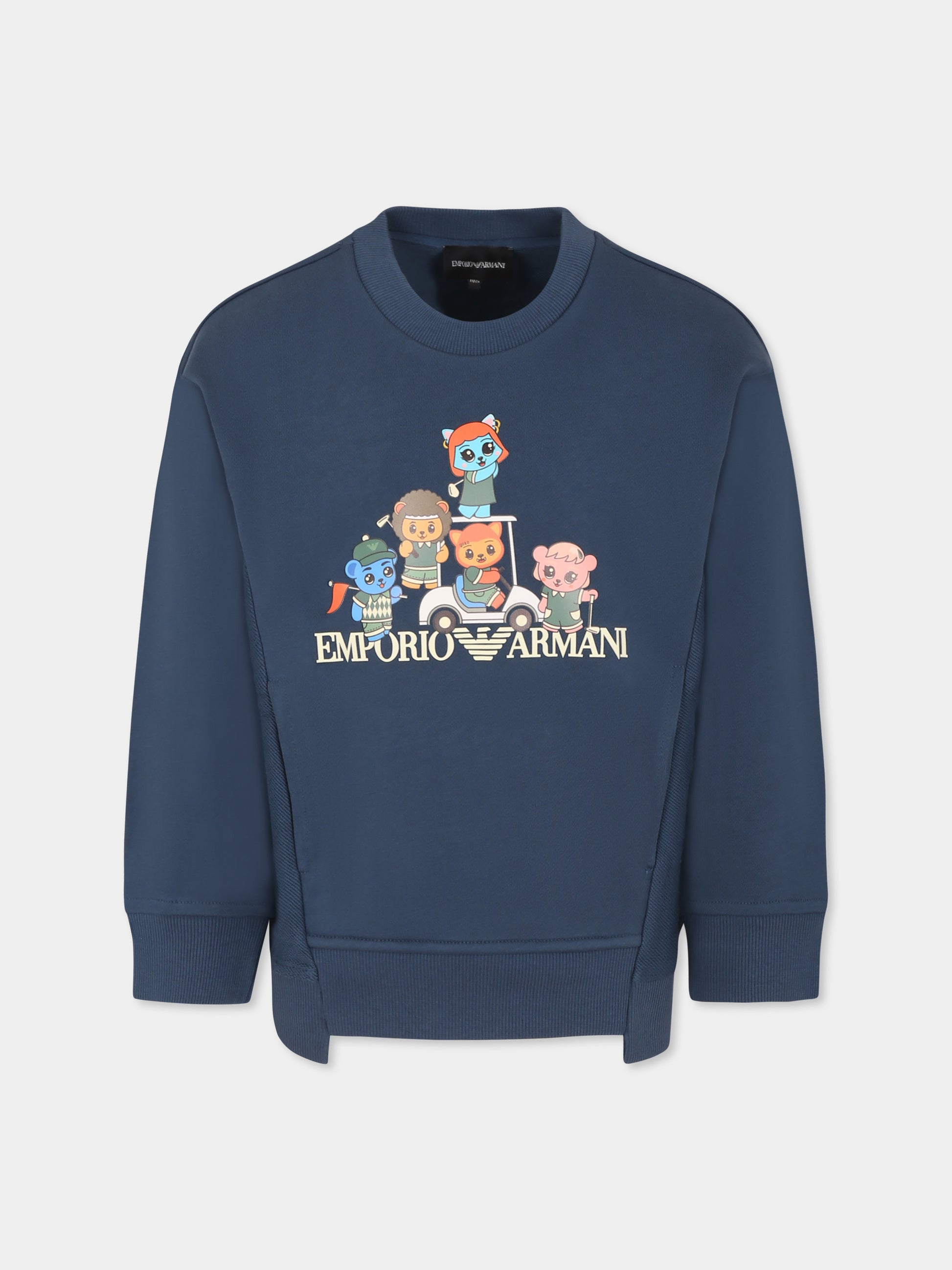 Felpa blu per bambino con Manga Bear Crew,Emporio Armani,EB000270 AF13552 UB150