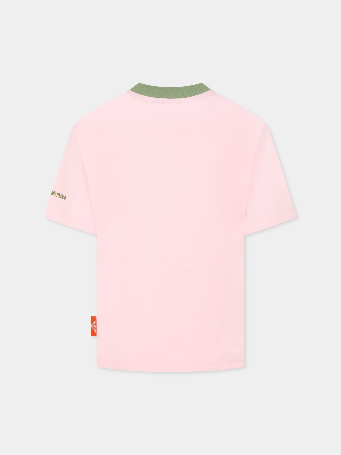 T-shirt rosa per bambina con Manga Bear,Emporio Armani,EB000395 AF14768 U4271