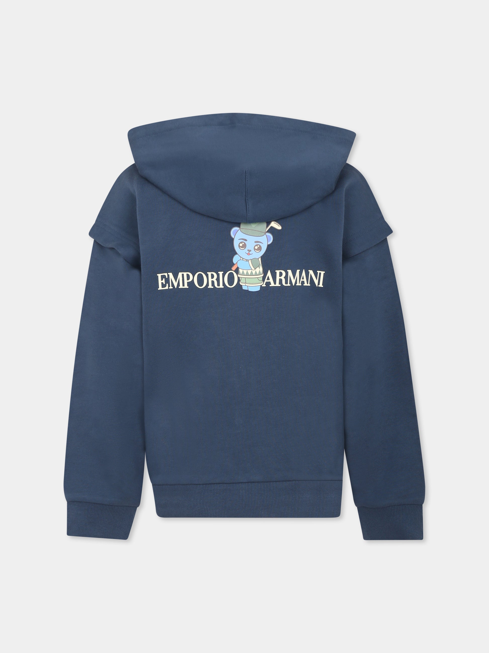 Felpa blu per bambino con Manga Bear,Emporio Armani,EB000271 AF13552 UB150